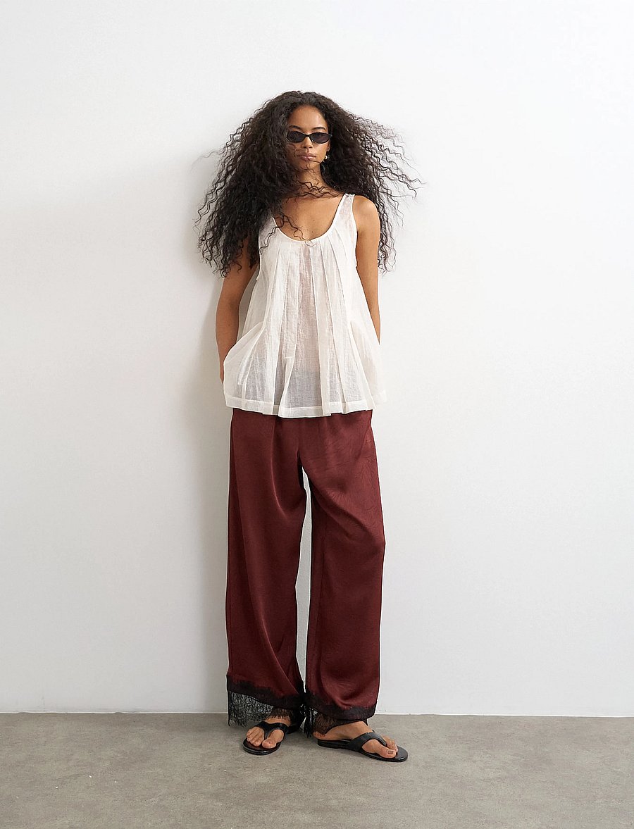 Topshop - TSEMMA SATIN TROUSER - vida byxor - burgundy - 0