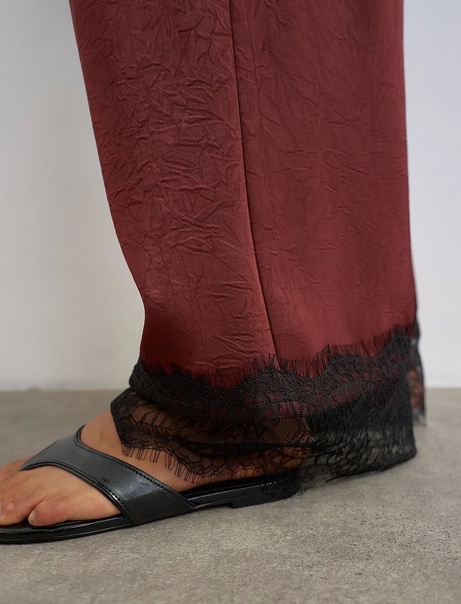 Topshop - TSEMMA SATIN TROUSER - vida byxor - burgundy - 5