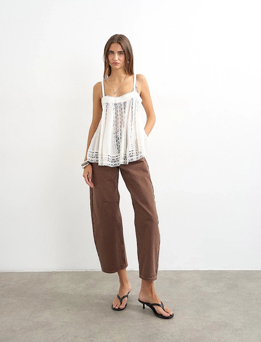 Topshop - TSBARREL HR DENIM JEANS BROWN NOOS - barrel jeans - brown denim - 0