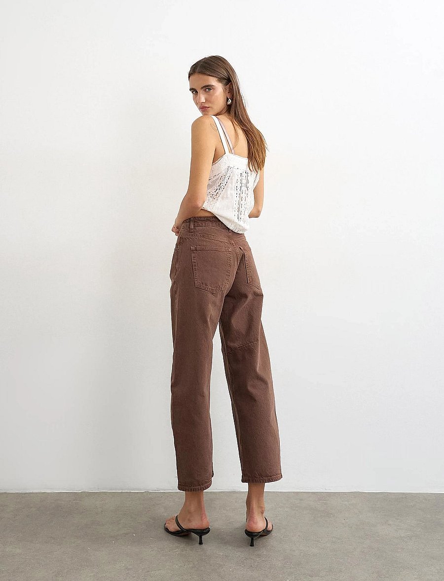 Topshop - TSBARREL HR DENIM JEANS BROWN NOOS - barrel jeans - brown denim - 3