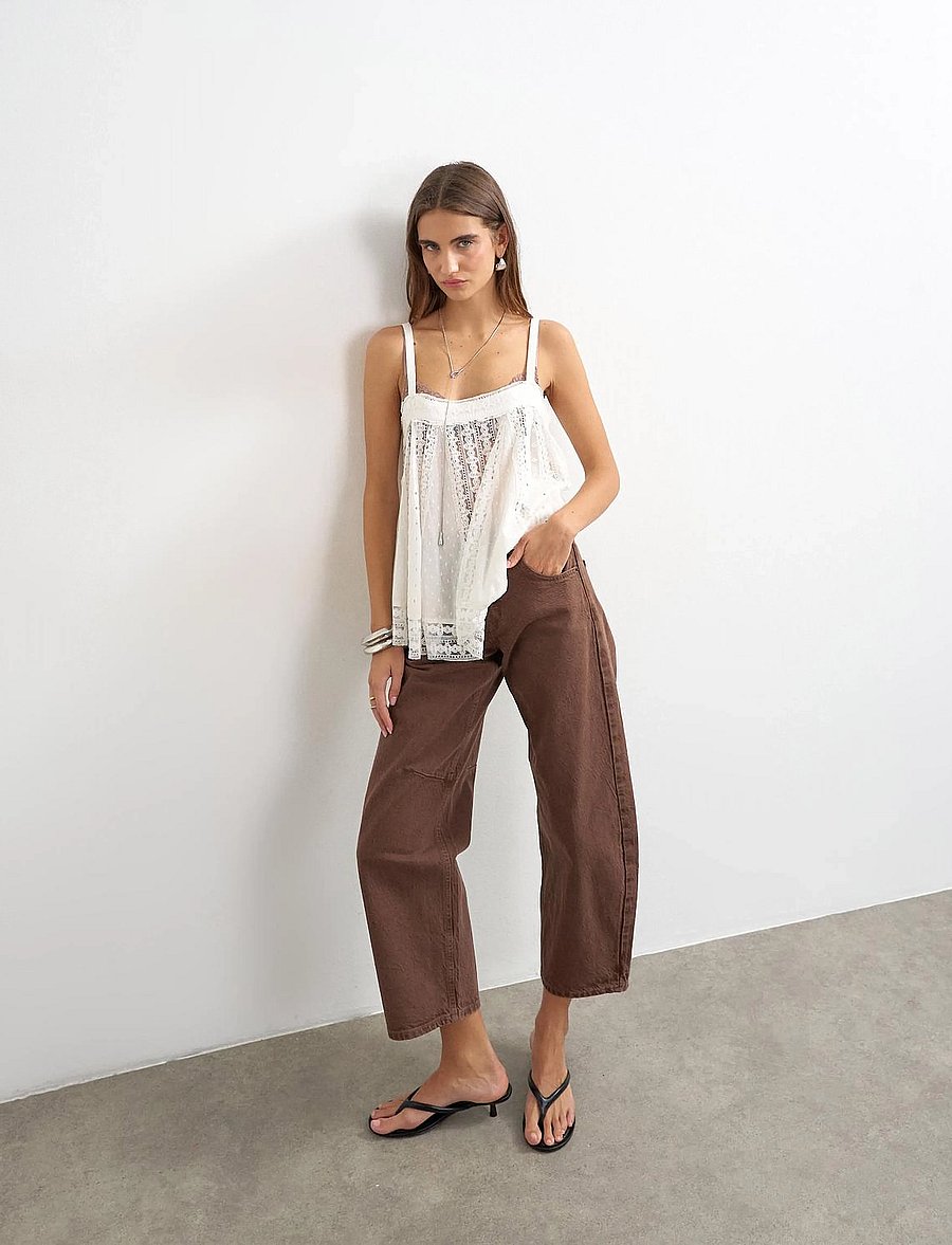 Topshop - TSBARREL HR DENIM JEANS BROWN NOOS - barrel jeans - brown denim - 4