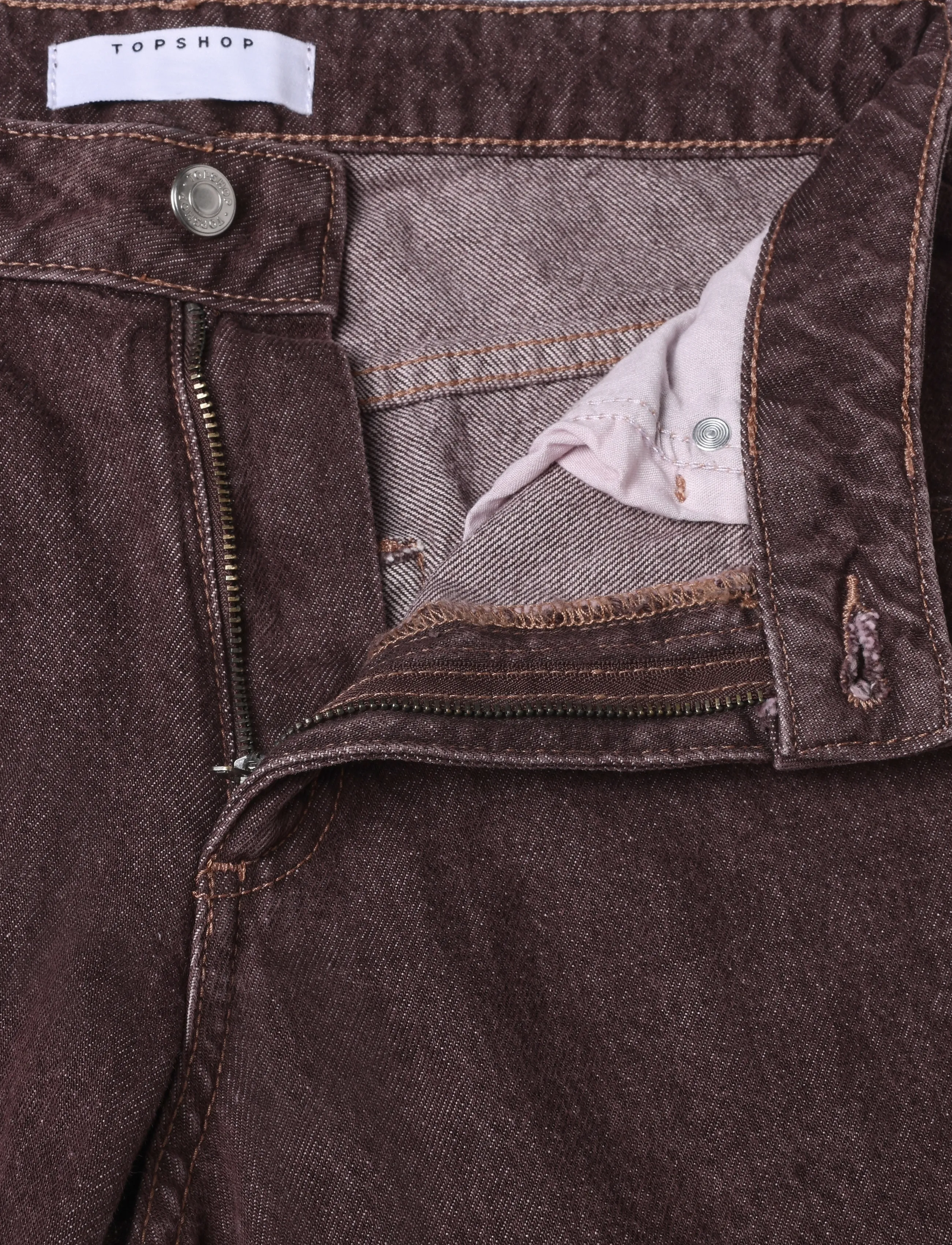 Topshop - TSBARREL HR DENIM JEANS BROWN NOOS - barrel jeans - brown denim - 3