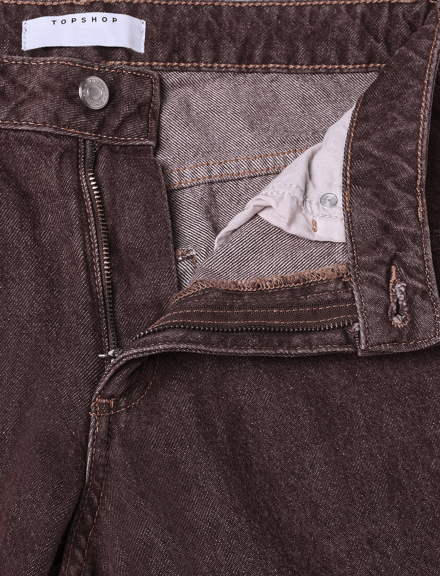Topshop - TSBARREL HR DENIM JEANS BROWN NOOS - barrel jeans - brown denim - 3