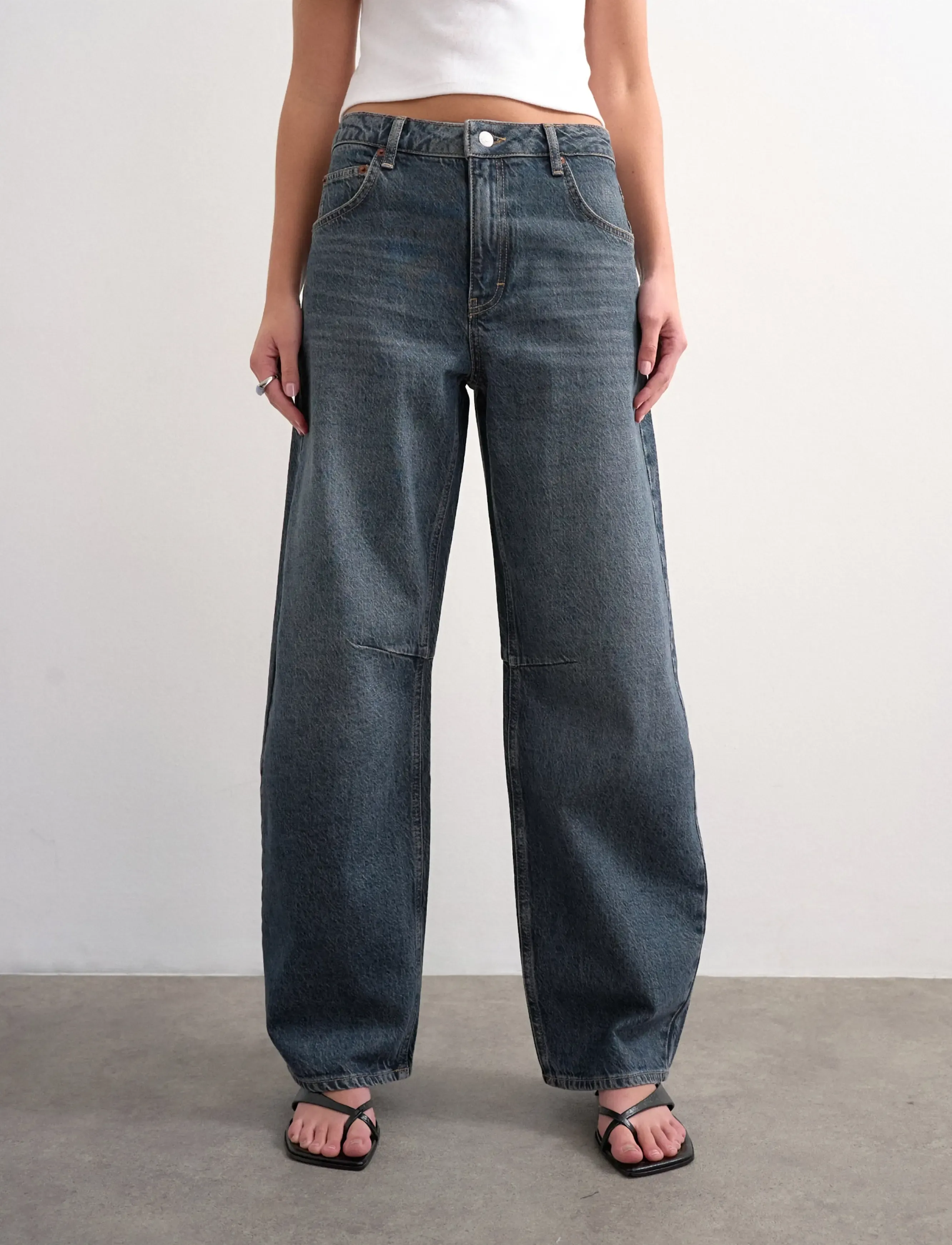 Topshop - TSBARREL HIGH RISE DENIM JEANS BB - blue black denim - 4