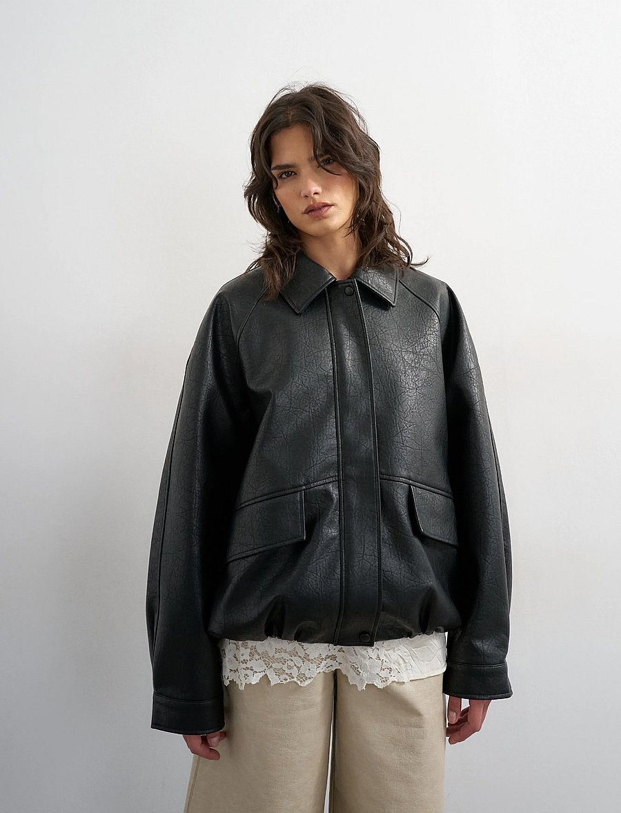 Topshop - TSTOPPA COATED BOMBER JACKET OTW - bomberjakid - black - 0