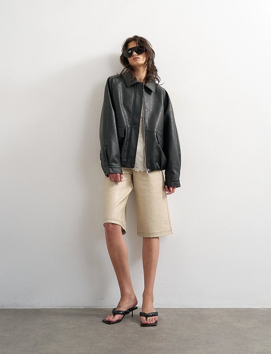 Topshop - TSTOPPA COATED BOMBER JACKET OTW - bomberjakid - black - 4