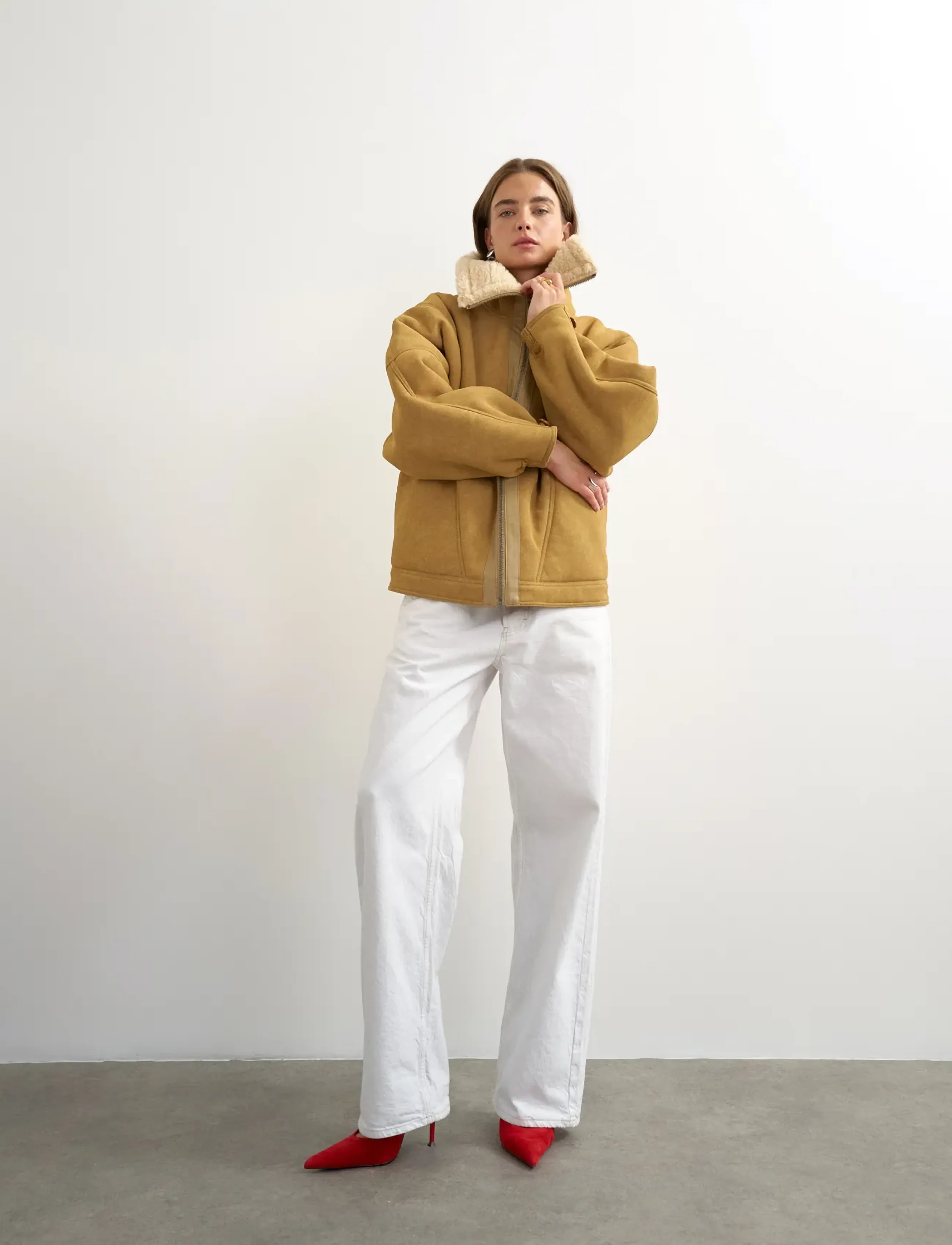 Topshop TSTULLA OVOID SHEARKING JACKET OTW - Kleidung - TAN / brown