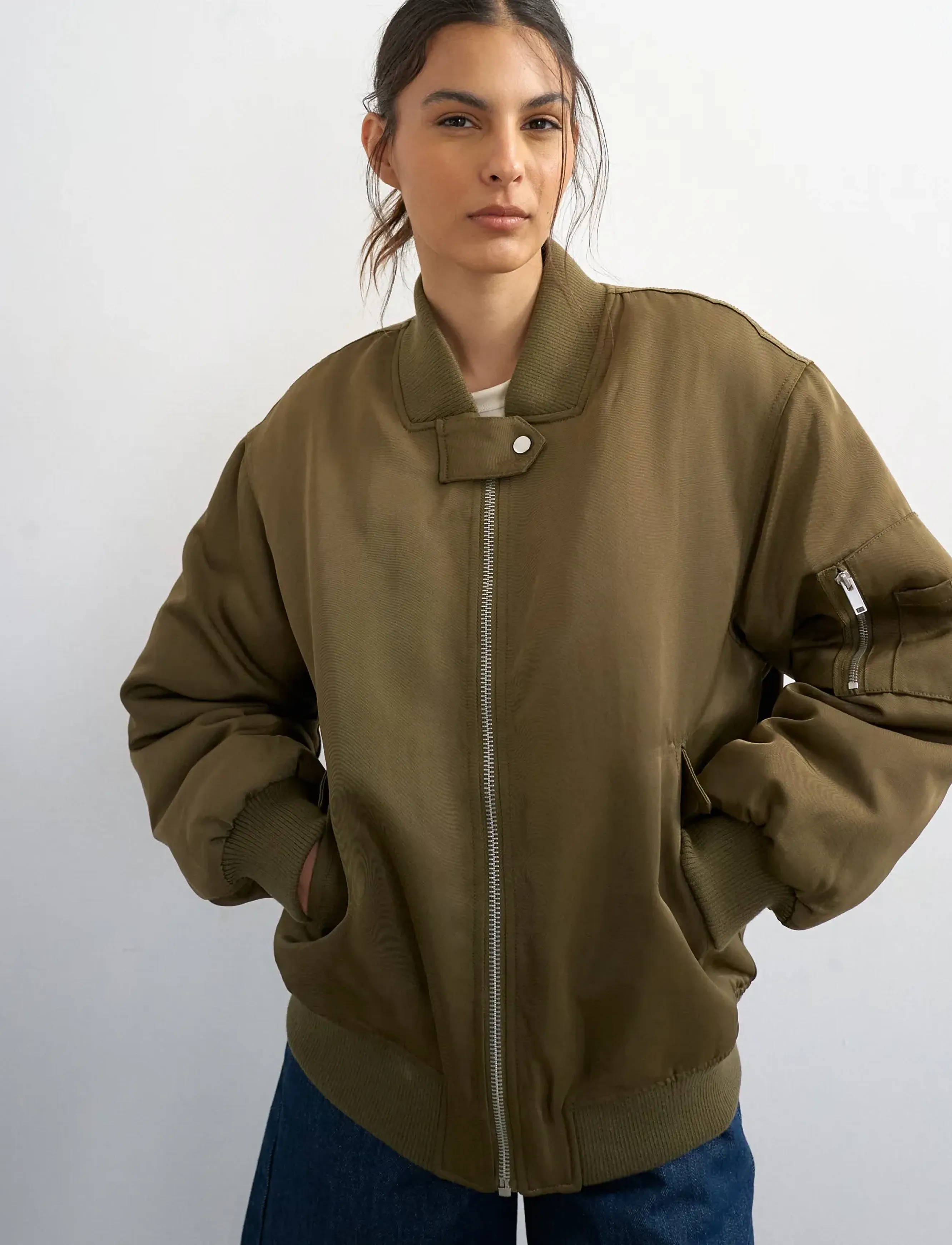 Topshop TSKATHA NYLON BOMBER JACKET OTW - Bomber Jackets - KHAKI / khaki/green