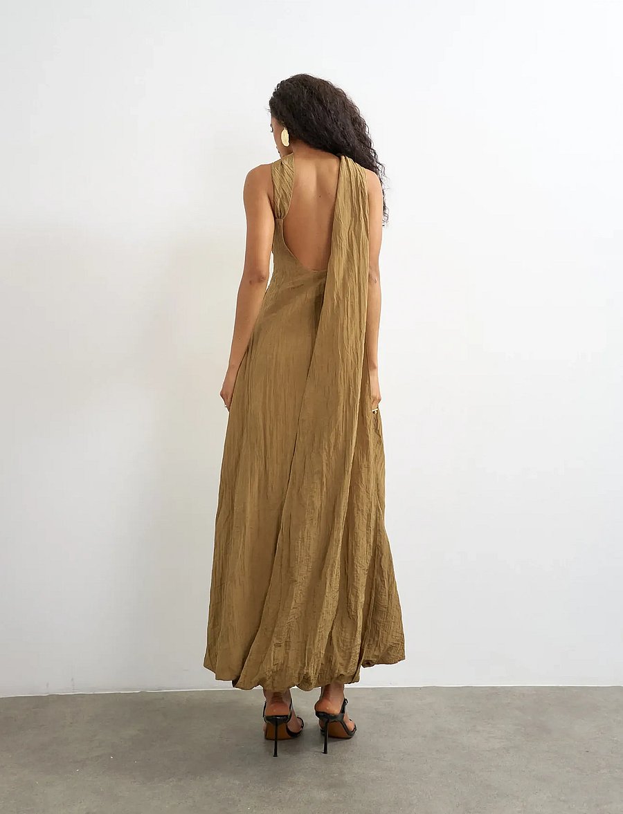 Topshop - TSTOVA BUBBLE HEM MAXI DRESS WVN - maksikleidid - camel - 3