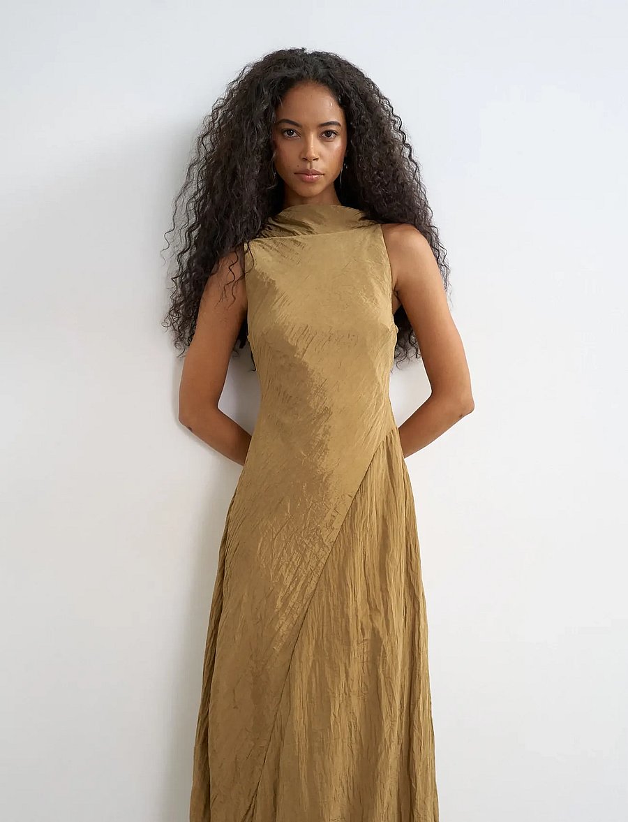 Topshop - TSTOVA BUBBLE HEM MAXI DRESS WVN - maksikleidid - camel - 5