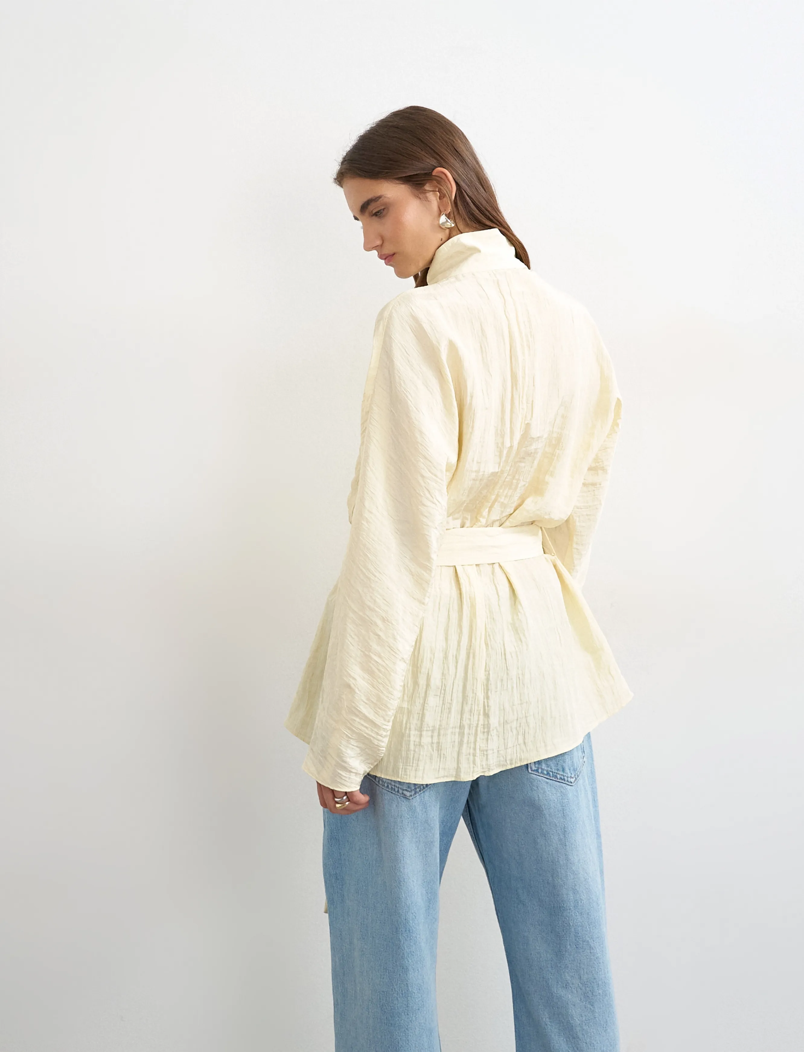 Topshop - TSTRINA WAIST TIE TUNIC TOP WVN - buttercream - 3