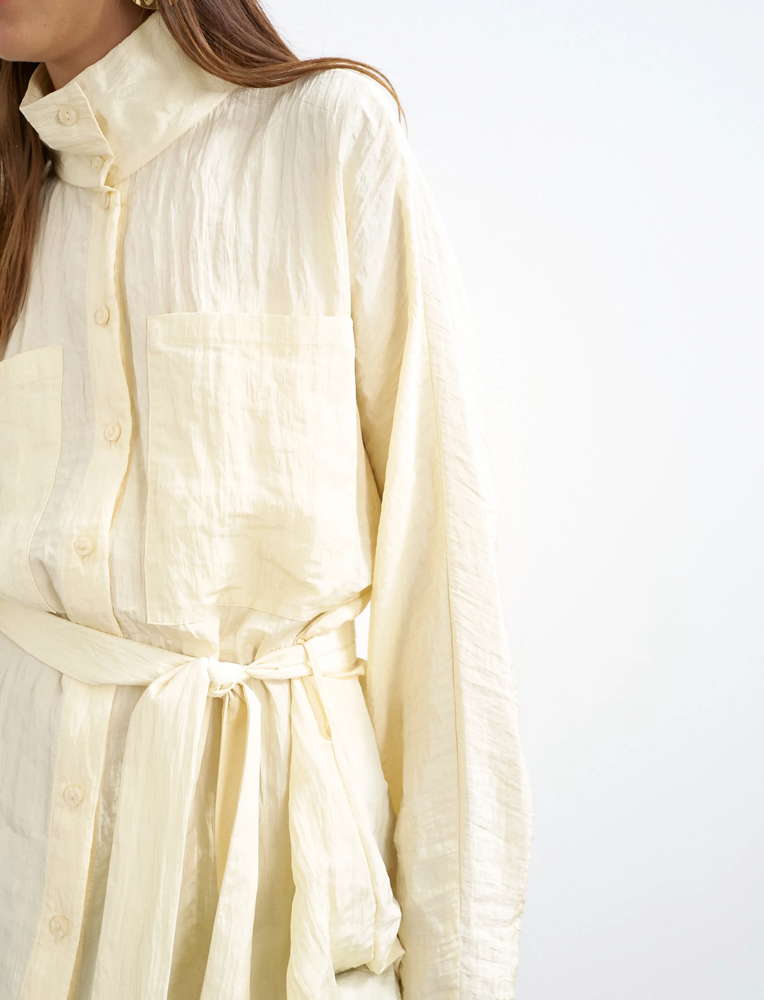 Topshop - TSTRINA WAIST TIE TUNIC TOP WVN - buttercream - 5