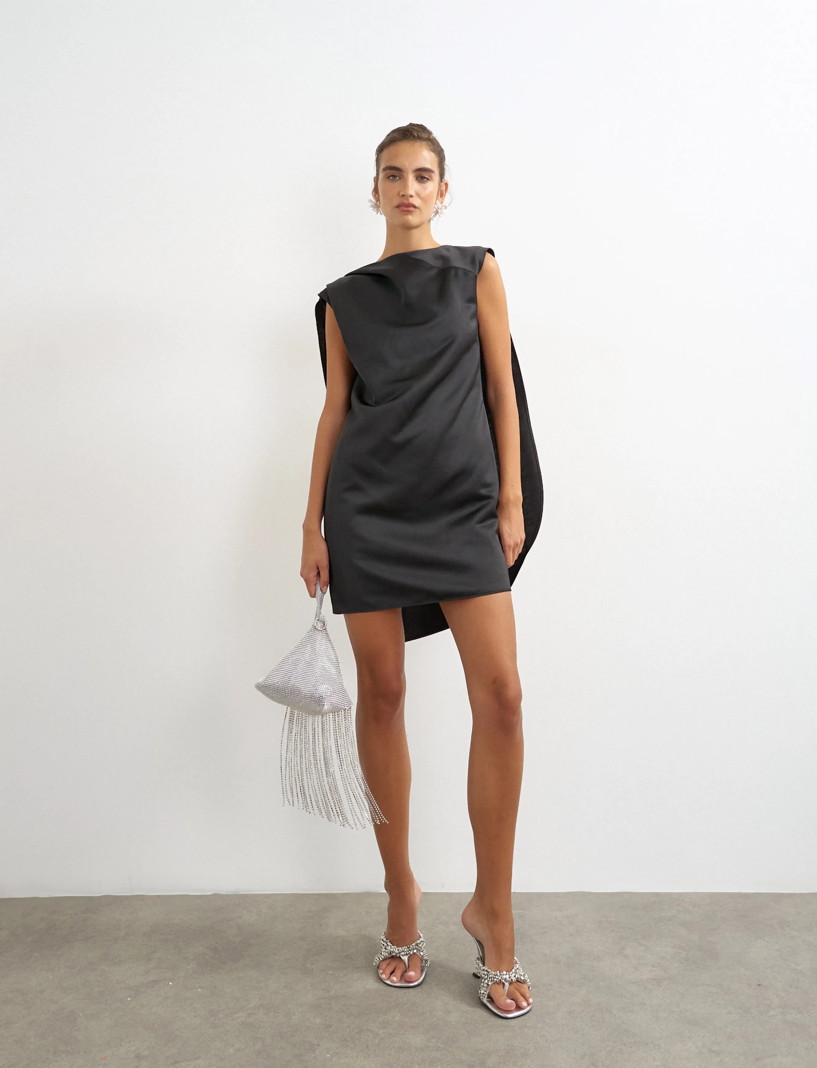 Topshop TSTRILLE SL SATIN MINI DRESS WVN - Partykleider - BLACK / black
