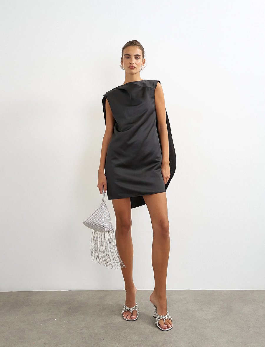 Topshop - TSTRILLE SL SATIN MINI DRESS WVN - partykleider - black - 0