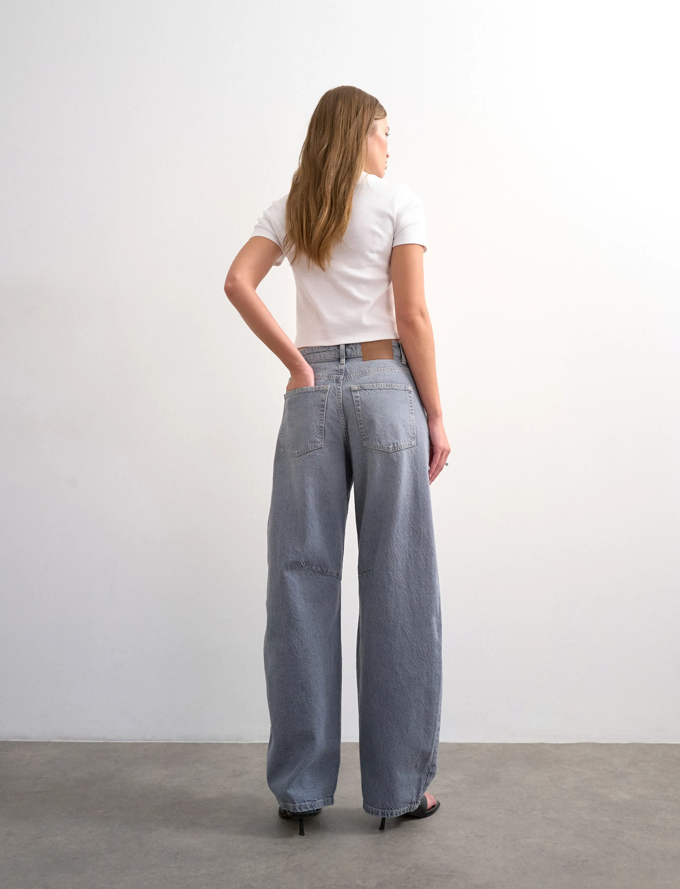 Topshop - TSBARREL HIGH RISE DENIM JEANS GREY - barrel jeans - grey denim - 3