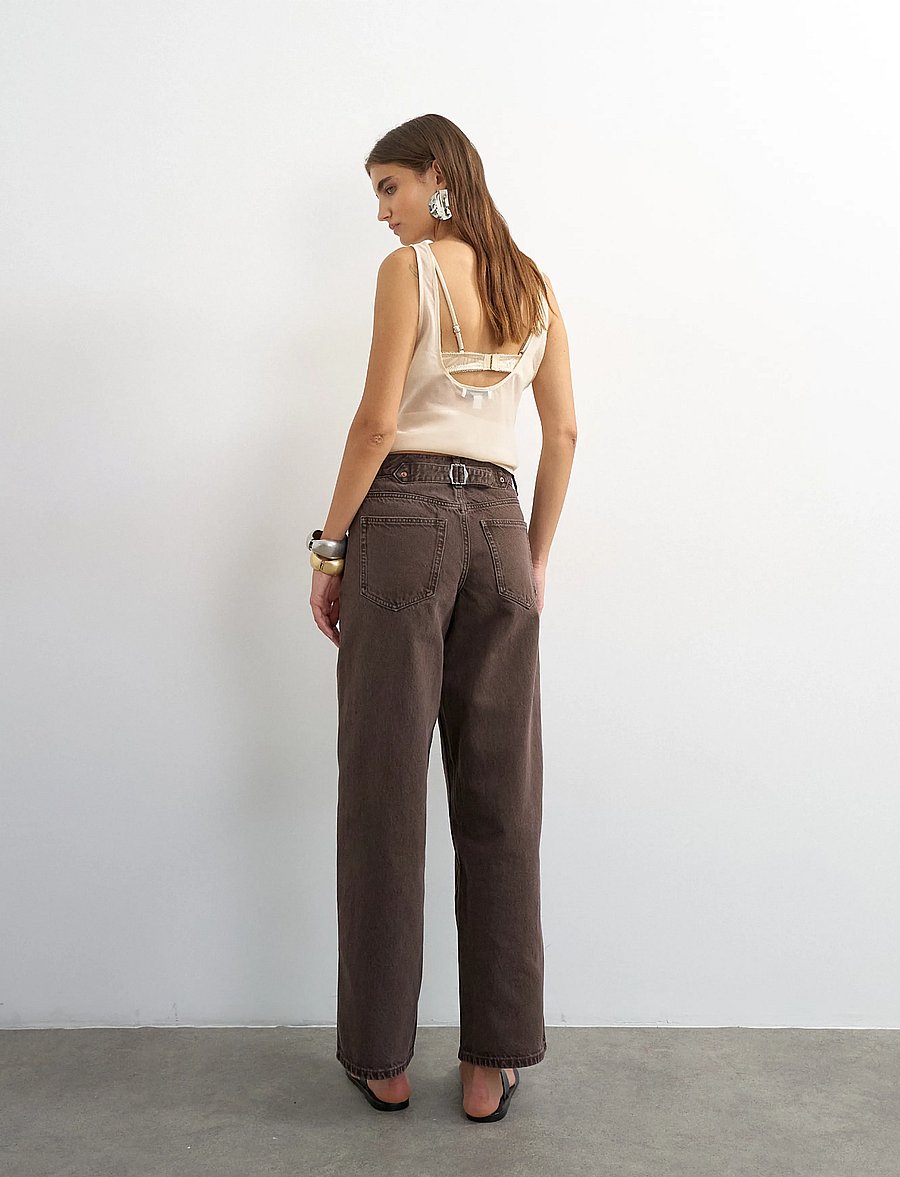 Topshop - TSCINCH LR WIDE DNM JEANS BROWN - brede jeans - chocolate brown - 3