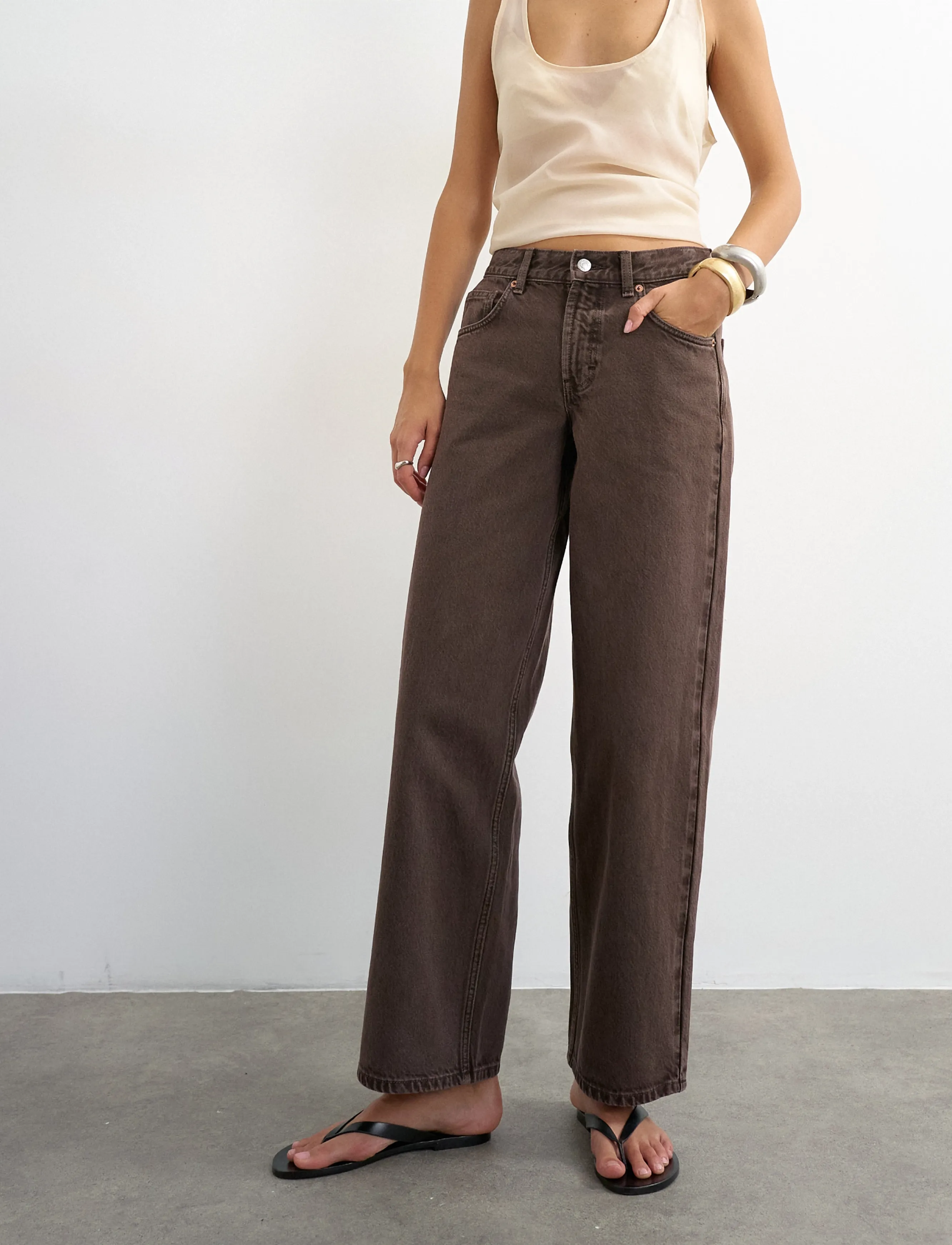 Topshop - TSCINCH LR WIDE DNM JEANS BROWN - chocolate brown - 4