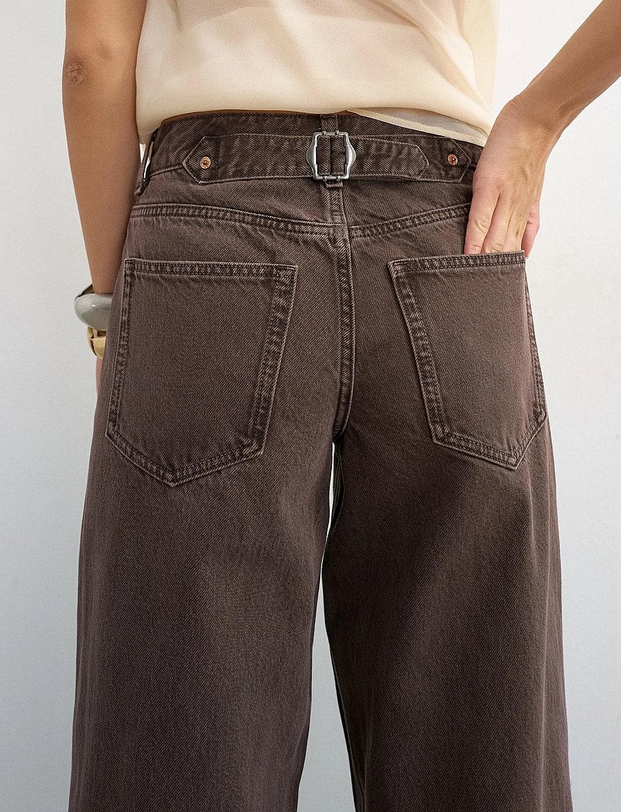 Topshop - TSCINCH LR WIDE DNM JEANS BROWN - brede jeans - chocolate brown - 5