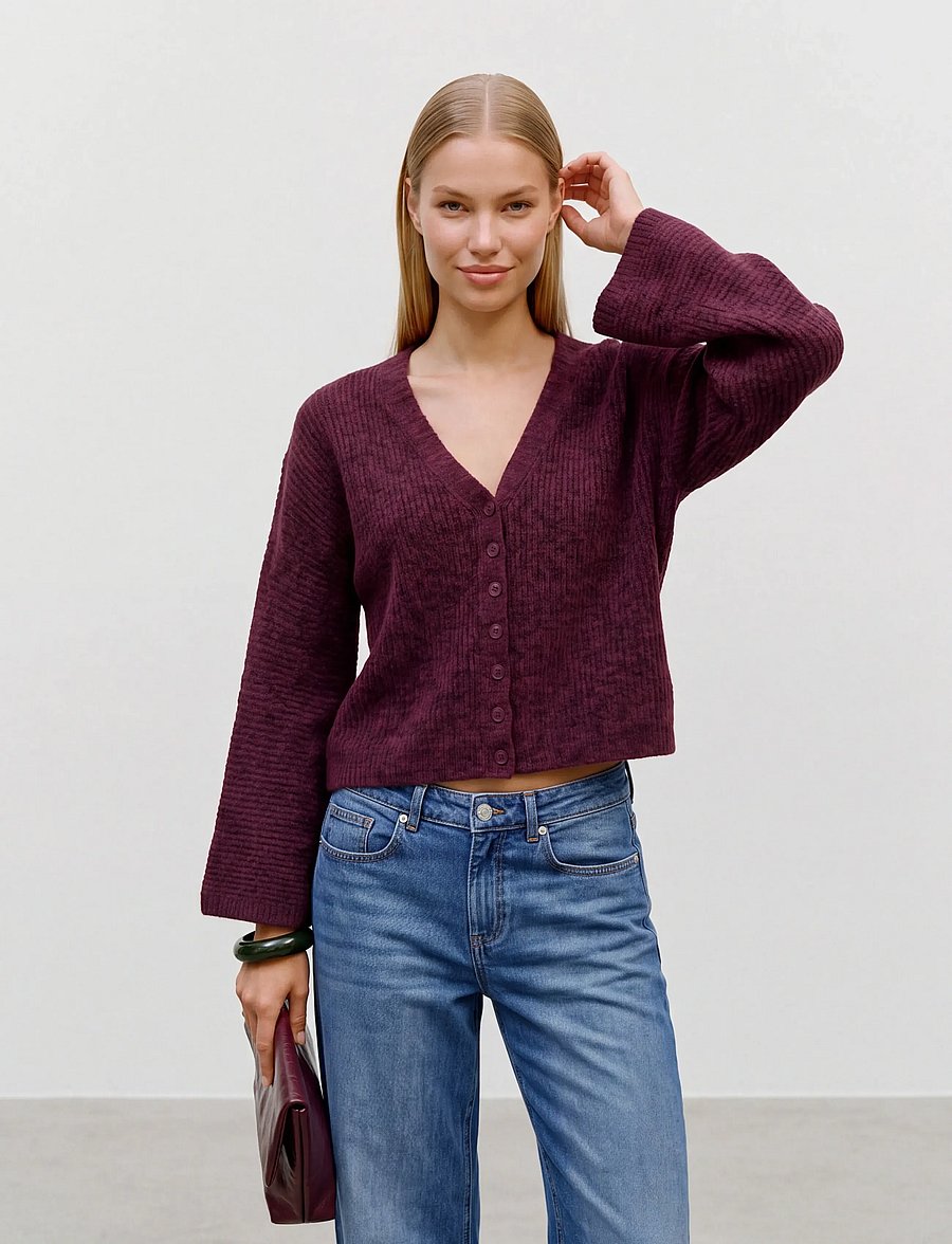 Topshop - TSRENE LS CARDIGAN KNT NOOS - strickjacken - burgundy - 0