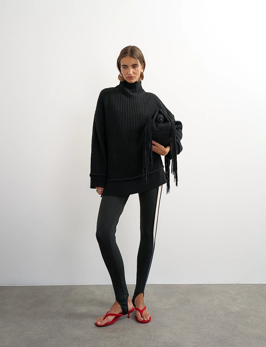 Topshop - TSROSA LS HIGH NECK JUMPER KNT - stickade tröjor - black - 0