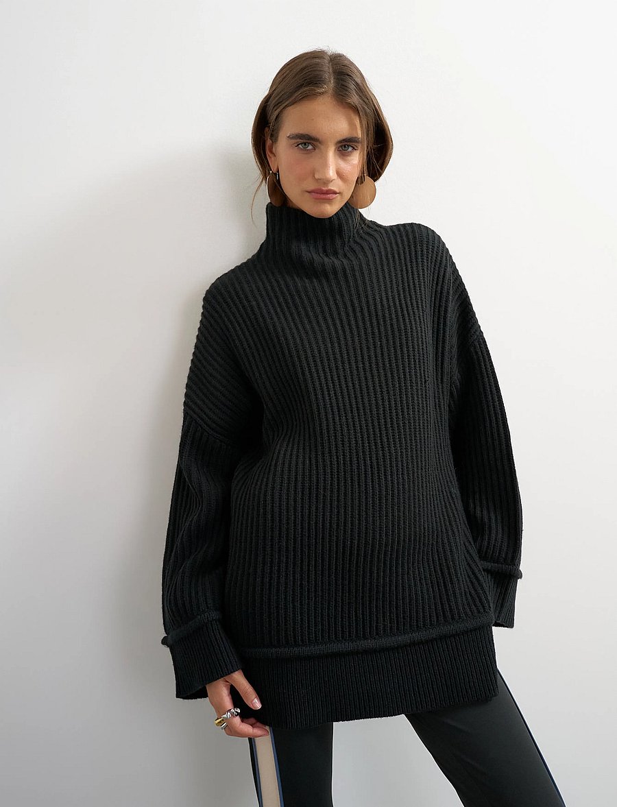 Topshop - TSROSA LS HIGH NECK JUMPER KNT - stickade tröjor - black - 5