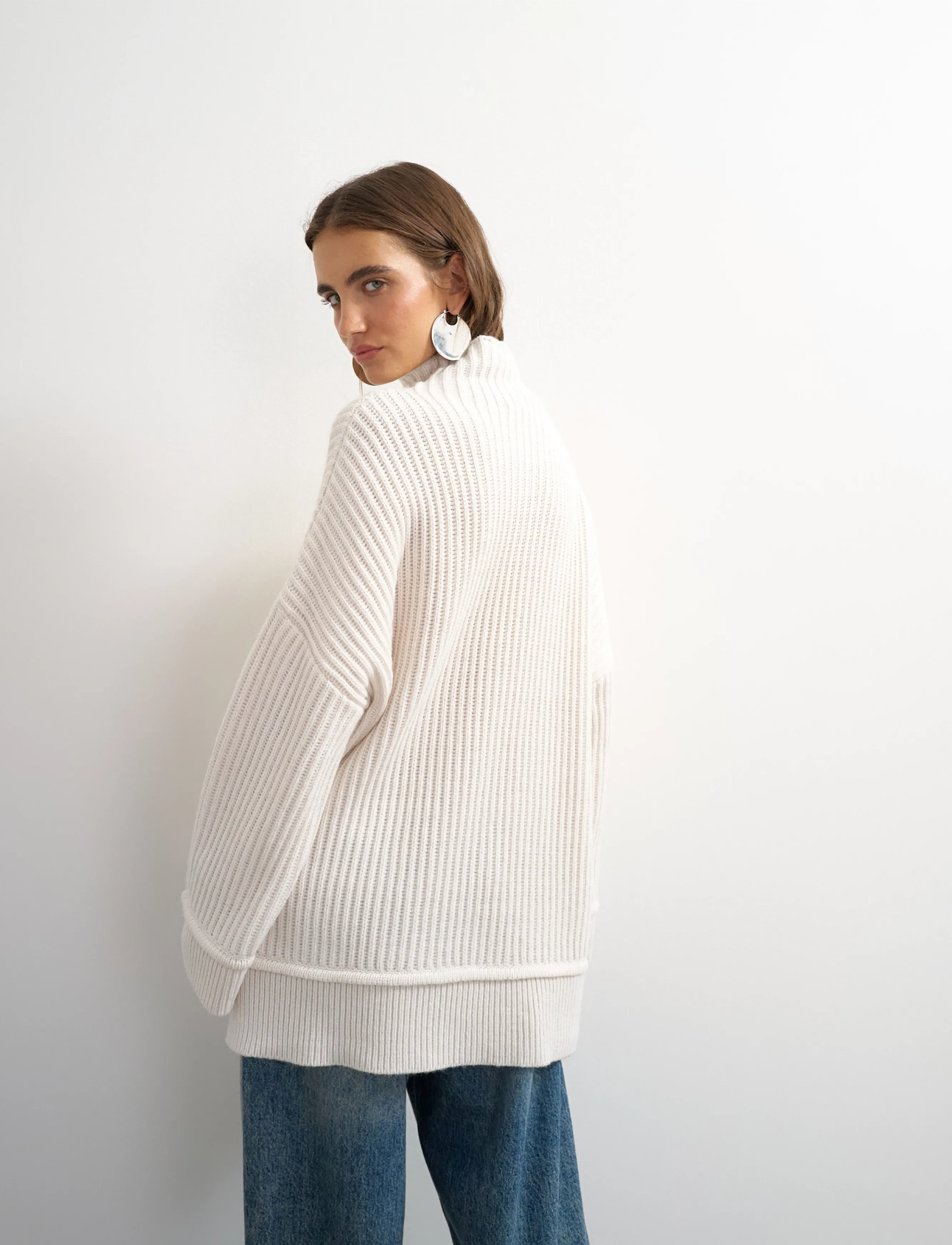 Topshop - TSROSA LS HIGH NECK JUMPER KNT - efterårstøj - ivory cream - 3