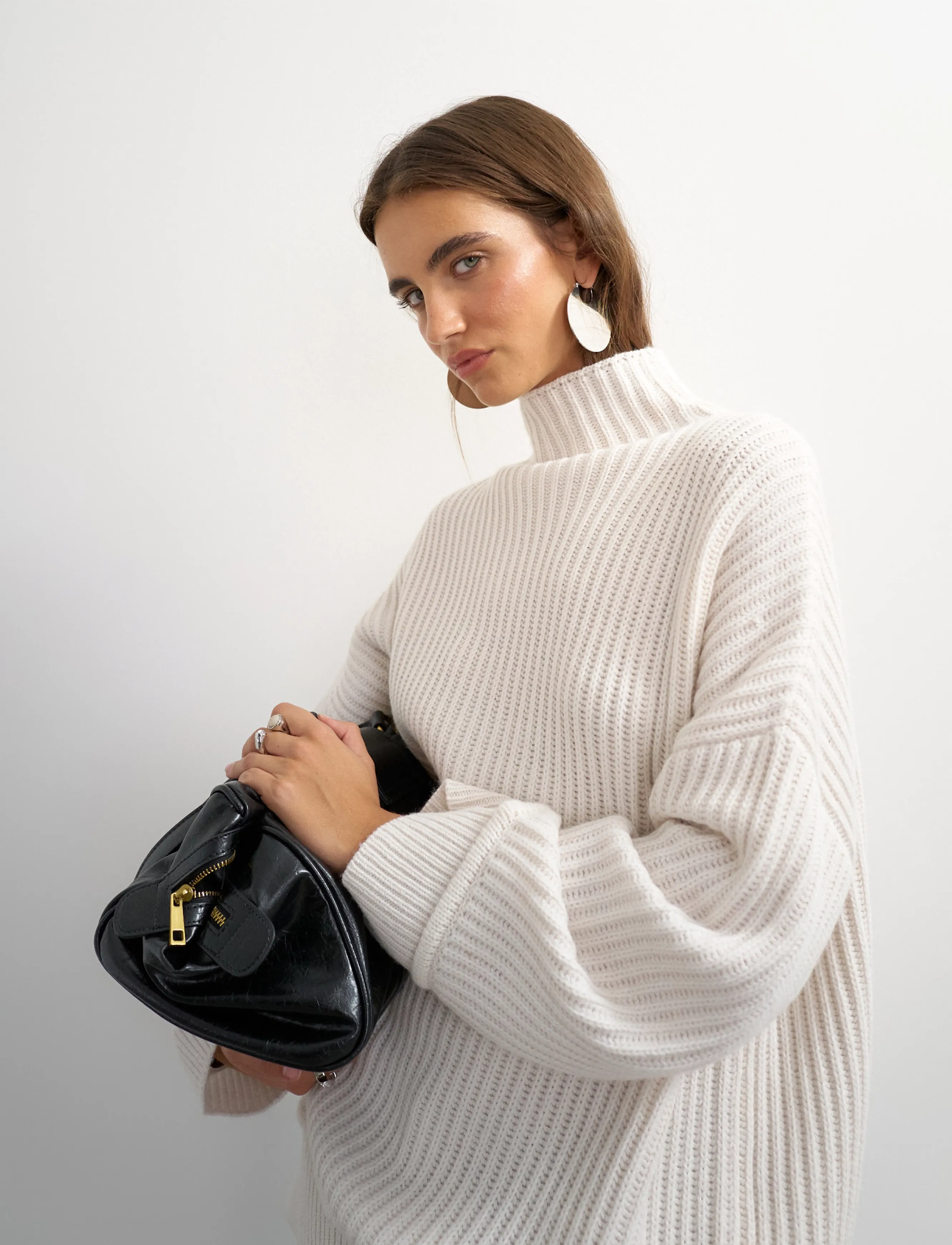 Topshop - TSROSA LS HIGH NECK JUMPER KNT - efterårstøj - ivory cream - 4