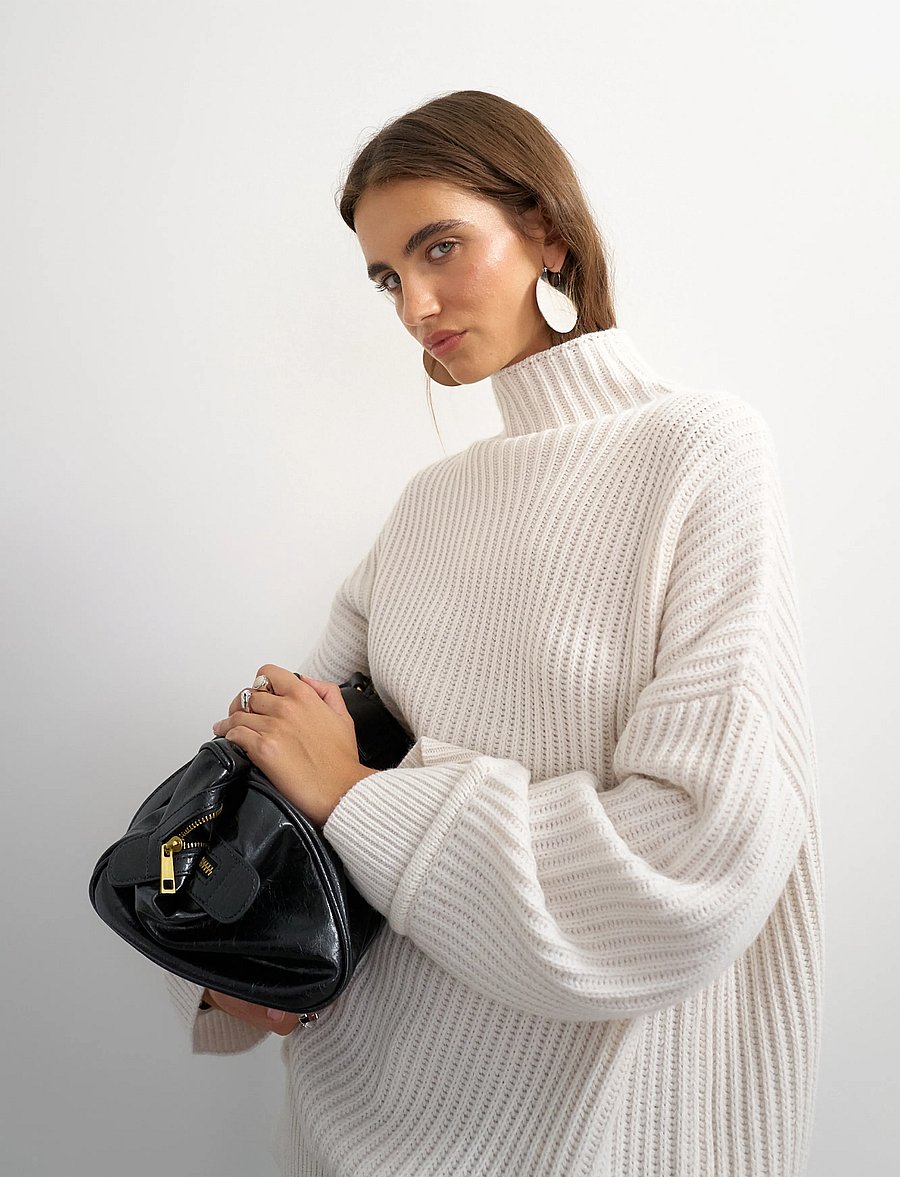 Topshop - TSROSA LS HIGH NECK JUMPER KNT - pulls - ivory cream - 4