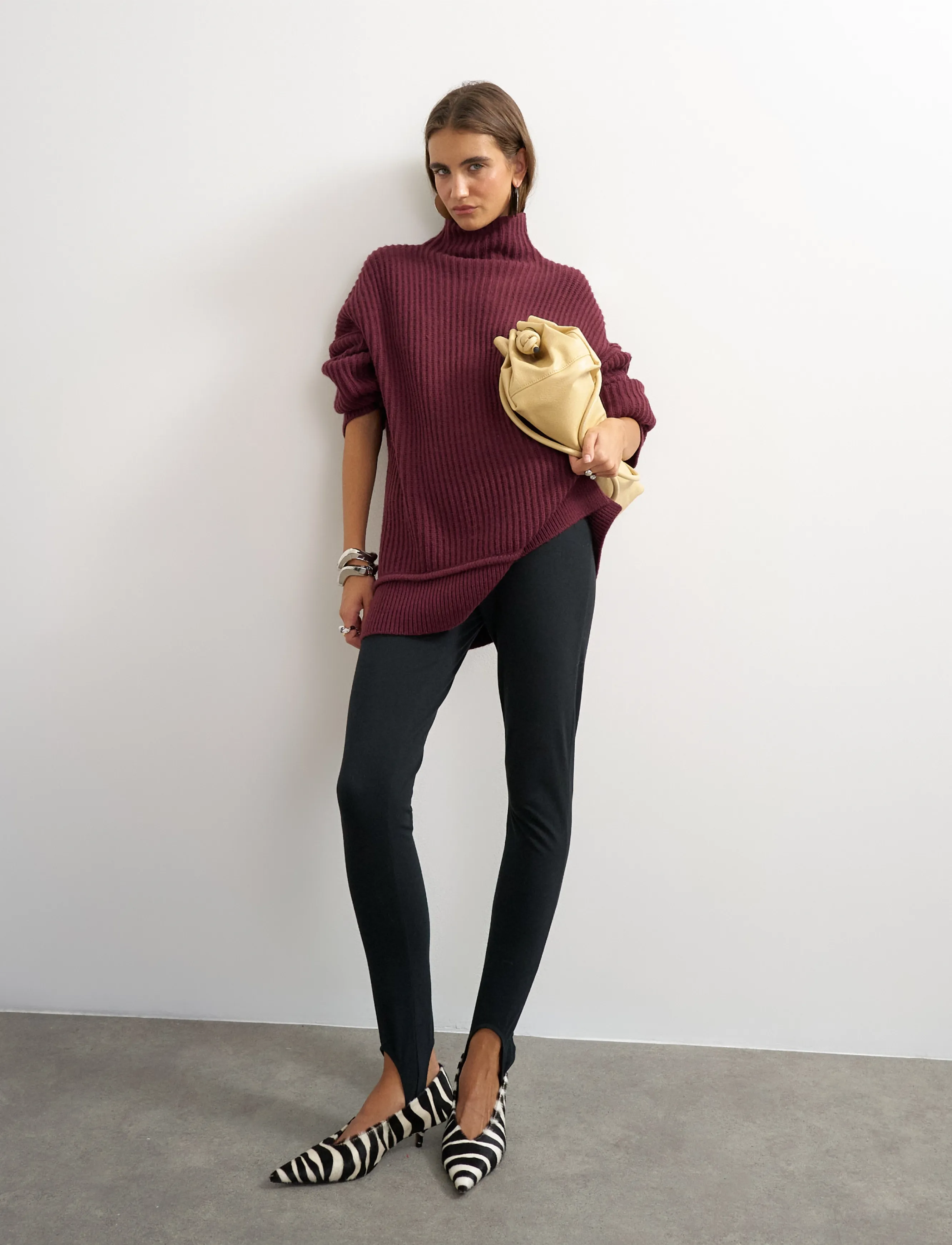Topshop - TSROSA LS HIGH NECK JUMPER KNT - höstkläder - mulberry - 0