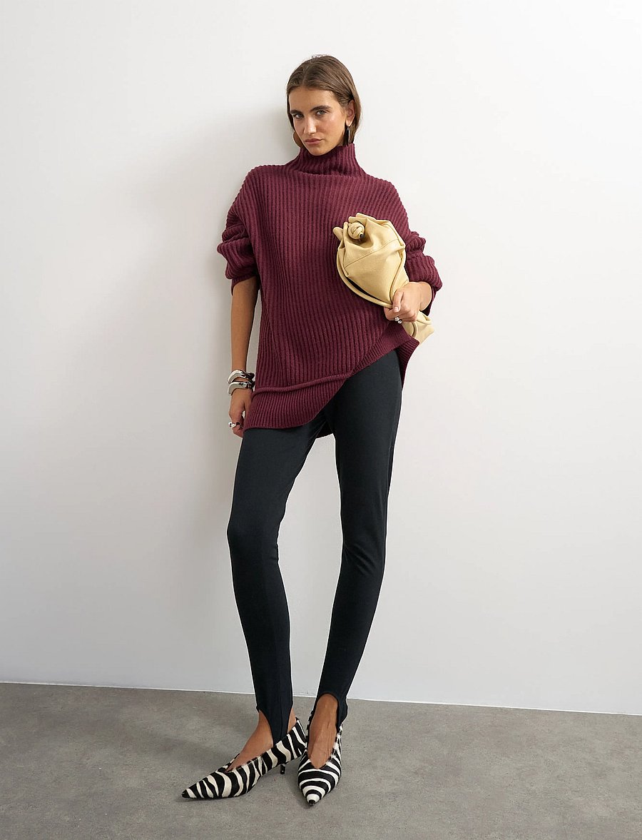 Topshop - TSROSA LS HIGH NECK JUMPER KNT - pullover - mulberry - 0