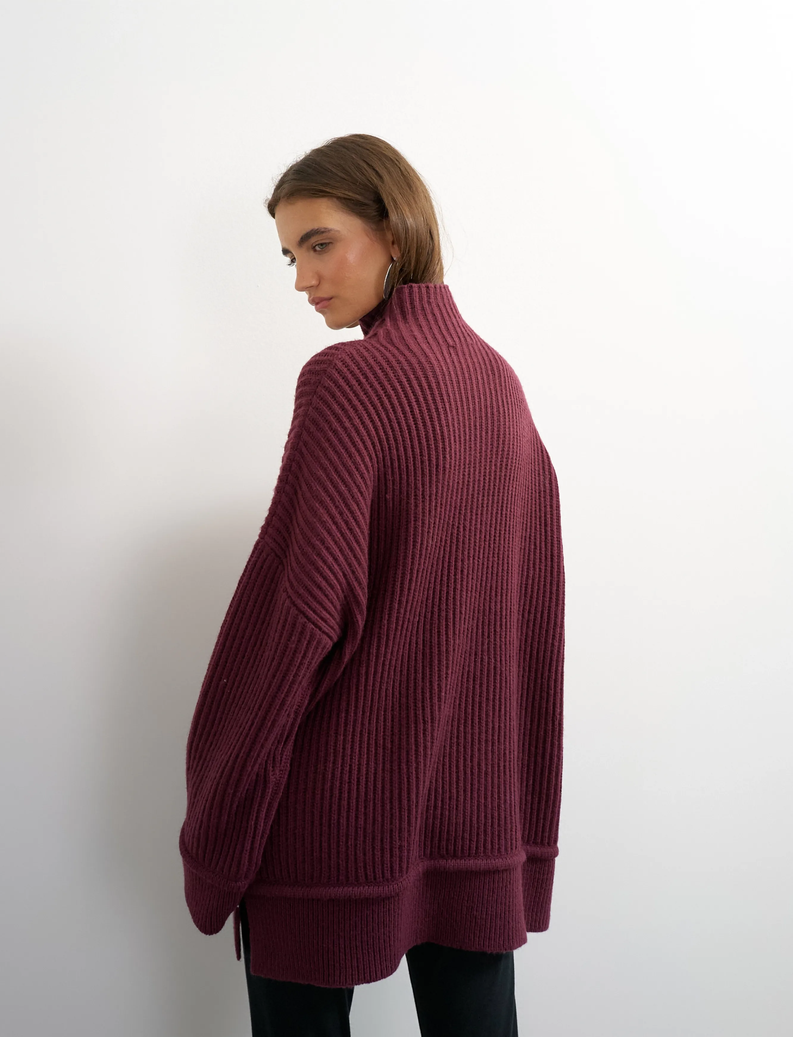 Topshop - TSROSA LS HIGH NECK JUMPER KNT - höstkläder - mulberry - 3