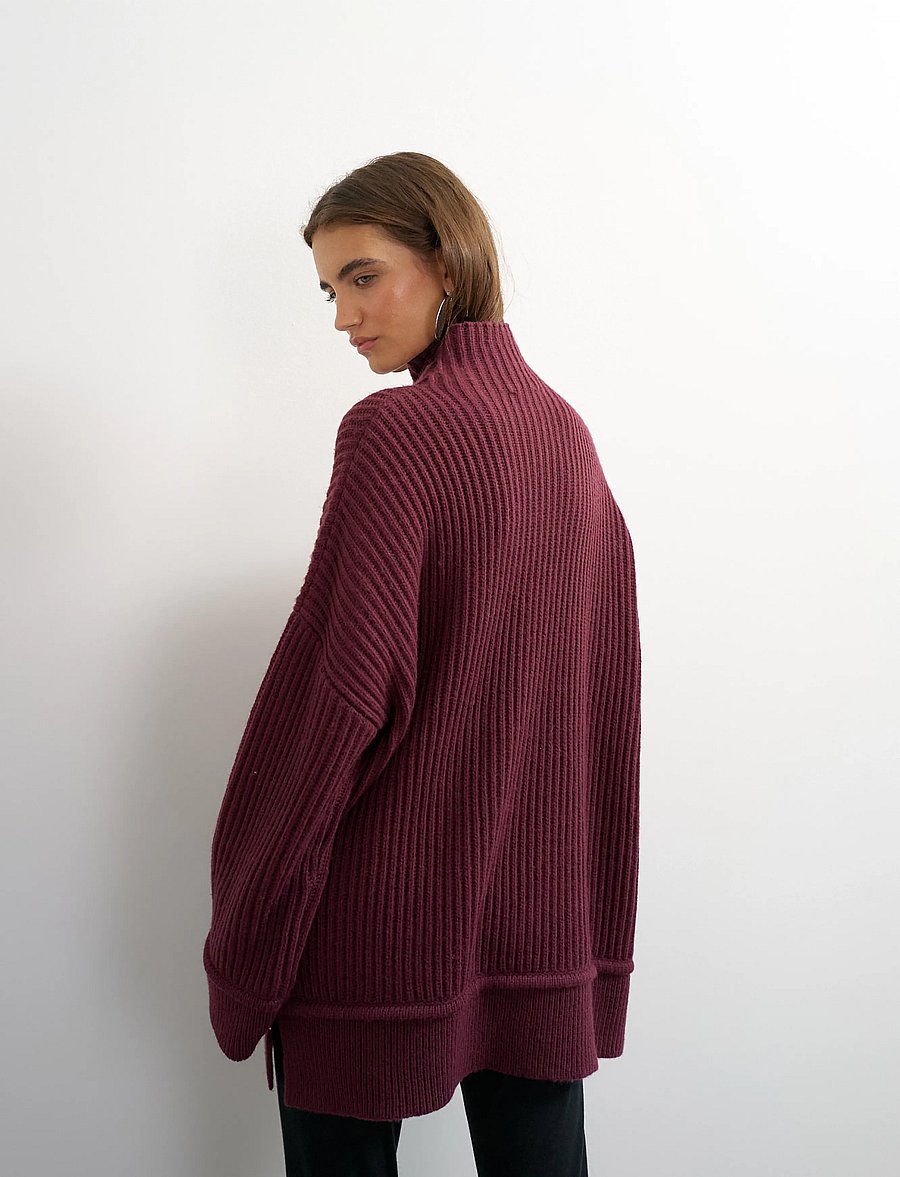 Topshop - TSROSA LS HIGH NECK JUMPER KNT - pullover - mulberry - 3