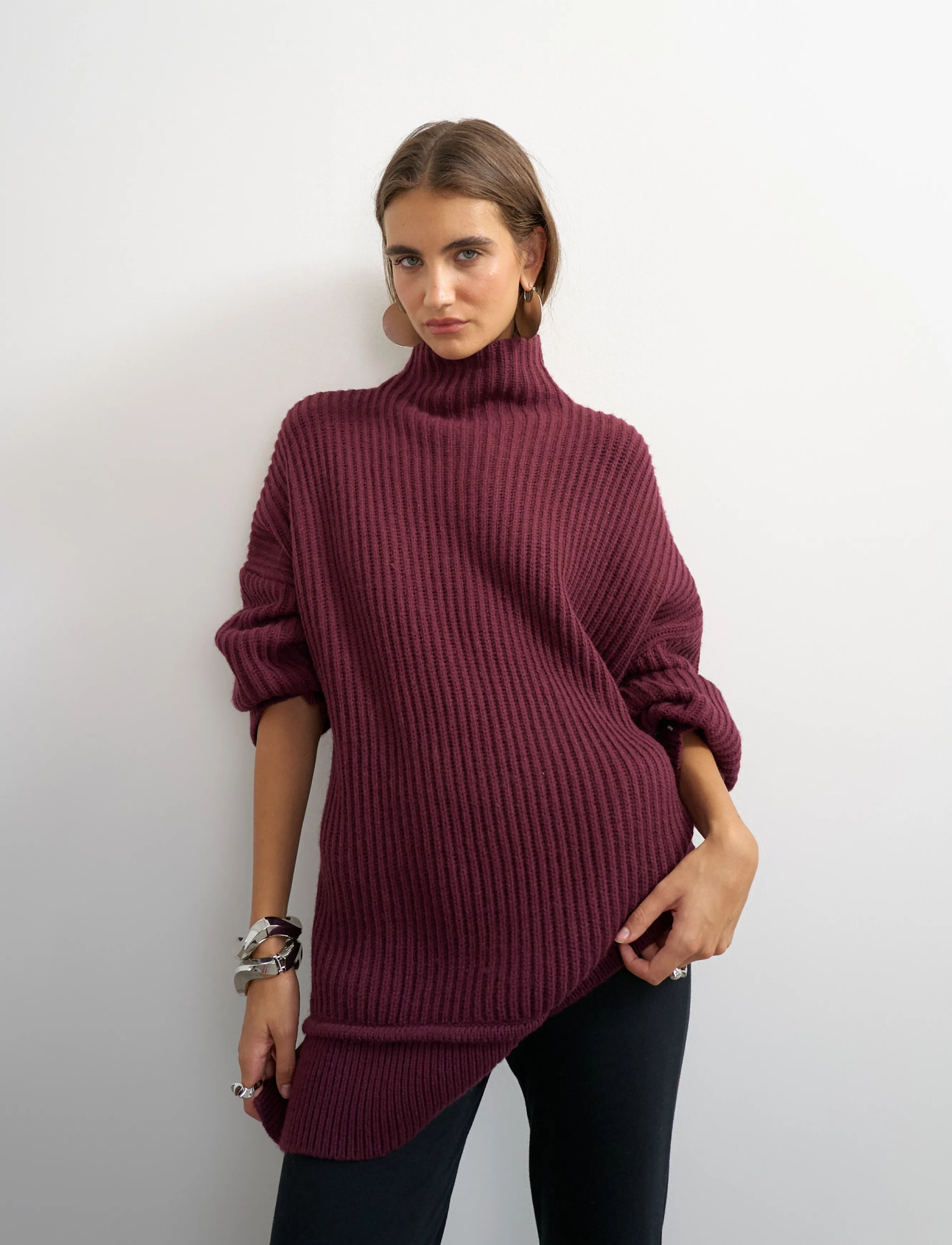Topshop - TSROSA LS HIGH NECK JUMPER KNT - höstkläder - mulberry - 4