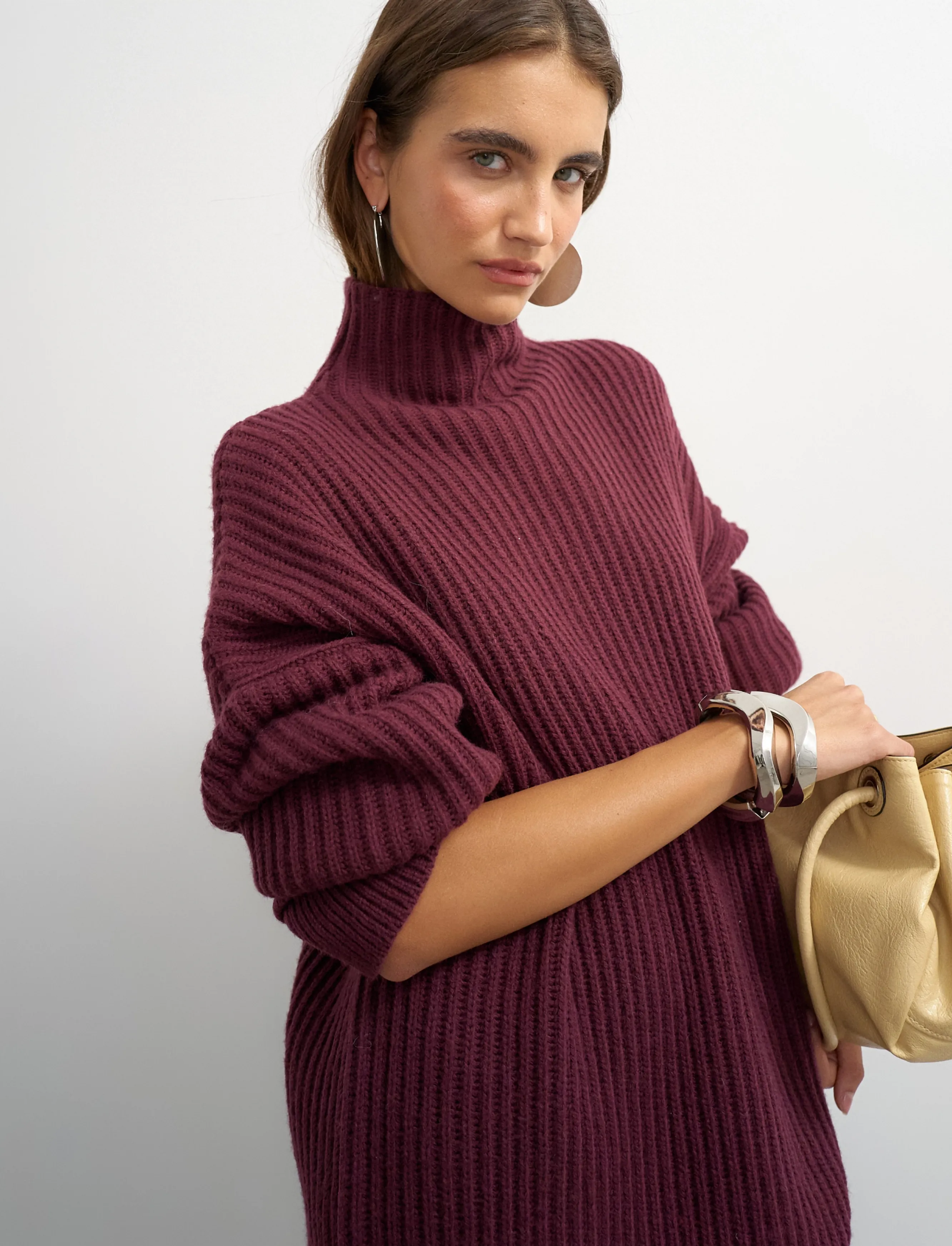 Topshop - TSROSA LS HIGH NECK JUMPER KNT - höstkläder - mulberry - 5