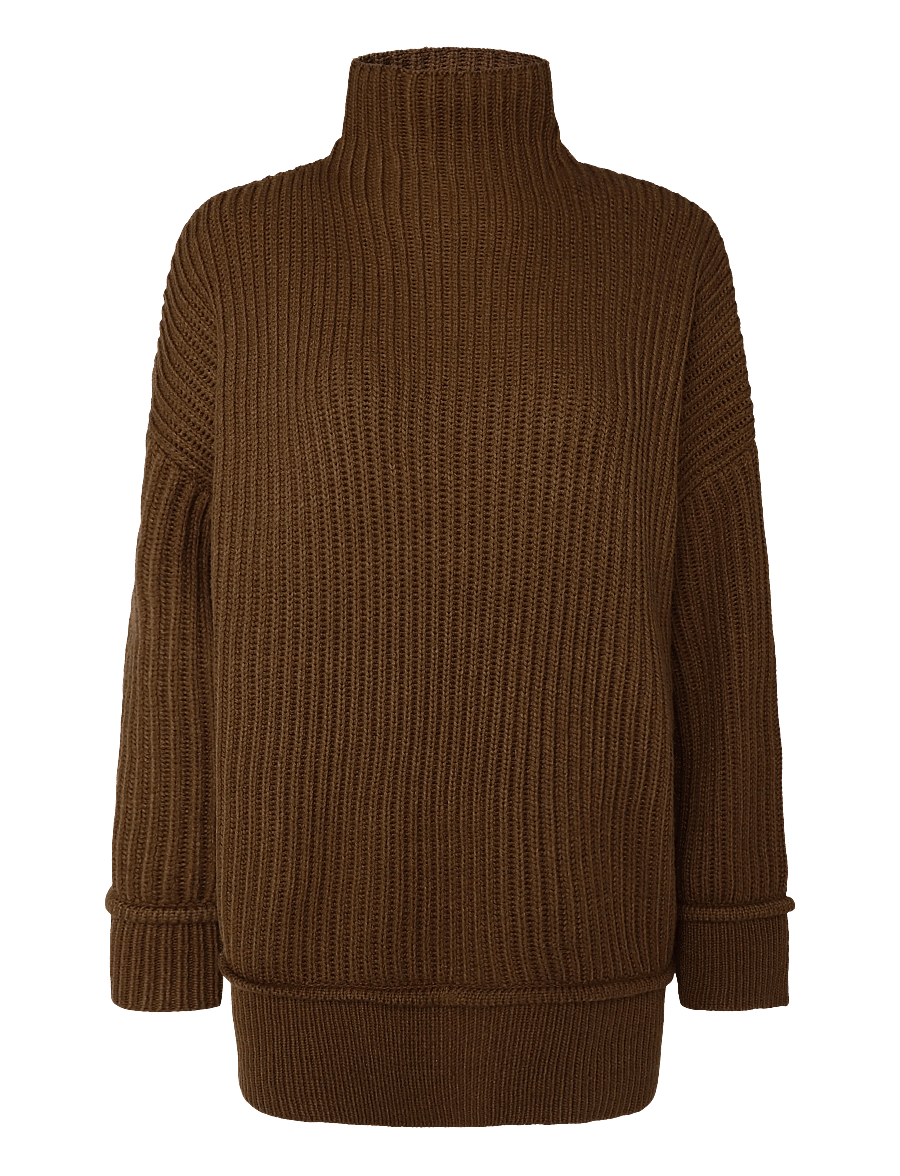 Topshop - TSROSA LS HIGH NECK JUMPER KNT - pullover - pecan brown - 1