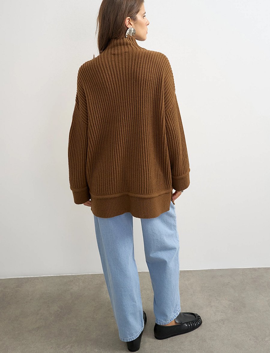 Topshop - TSROSA LS HIGH NECK JUMPER KNT - pullover - pecan brown - 3