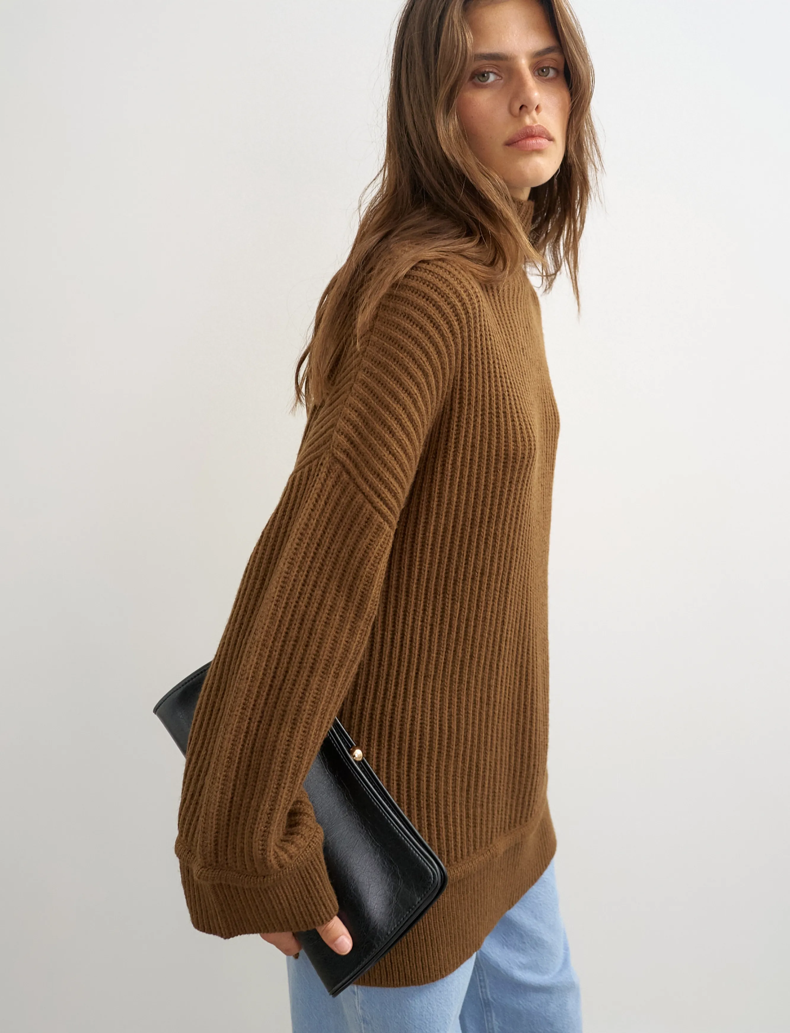 Topshop - TSROSA LS HIGH NECK JUMPER KNT - pullover - pecan brown - 5