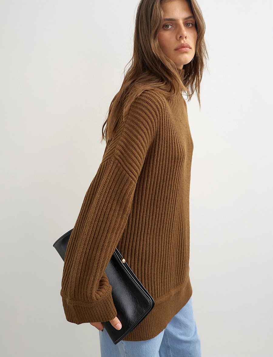 Topshop - TSROSA LS HIGH NECK JUMPER KNT - pullover - pecan brown - 5