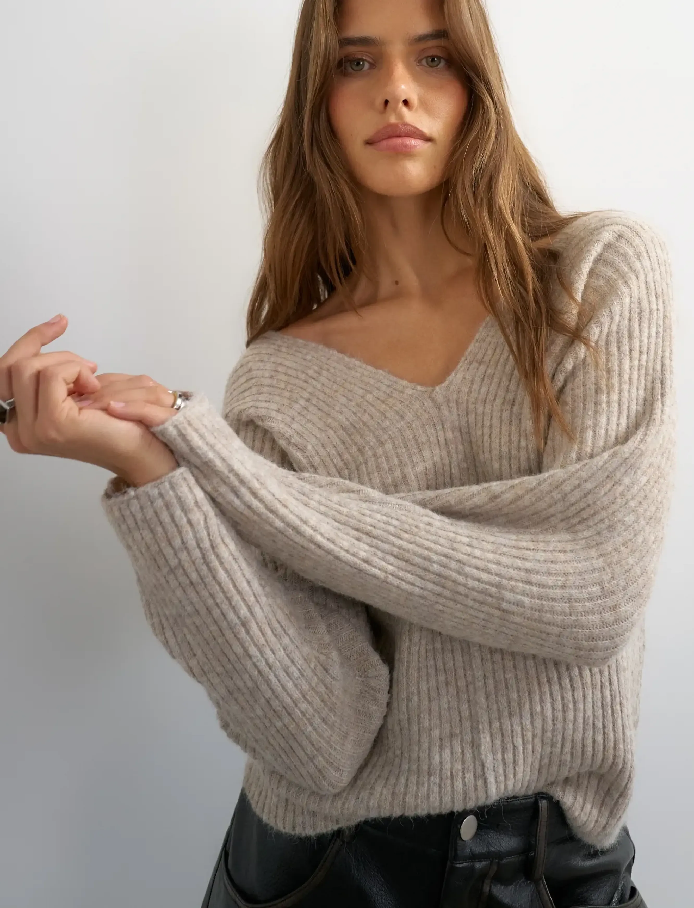 Topshop TSFIONA KNITTED JUMPER KNT - Fødselsdag - OATMEAL / beige