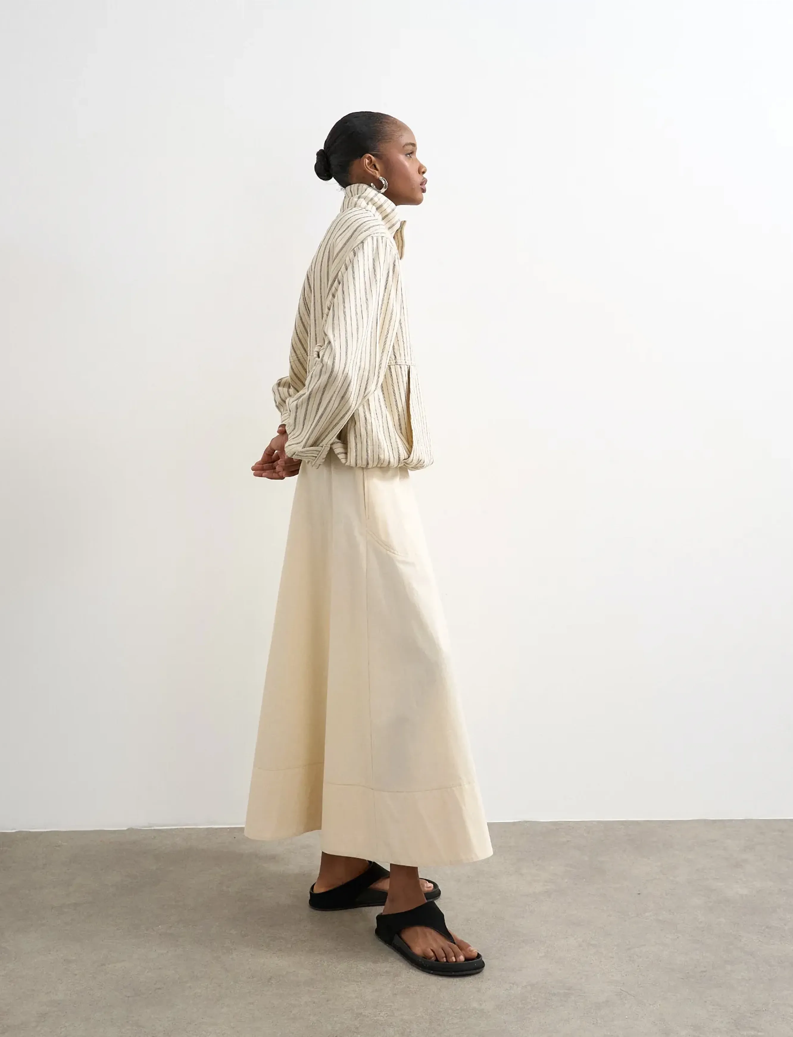 Topshop - TSMILLIE CONTRAST STITCH MAXI SKIRT WVN - maxikjolar - abbey stone - 0