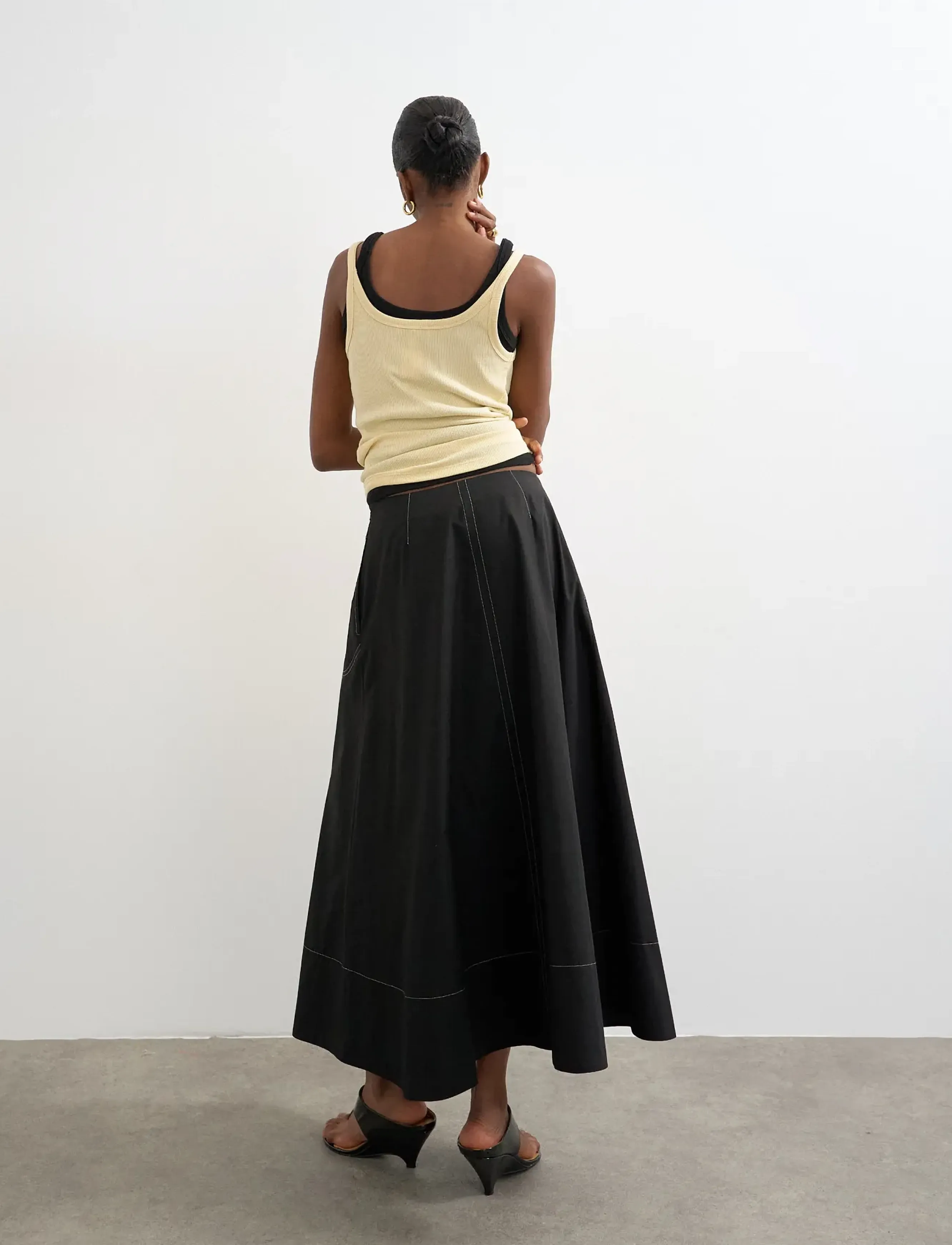 Topshop - TSMILLIE CONTRAST STITCH MAXI SKIRT WVN - maxi röcke - black - 3