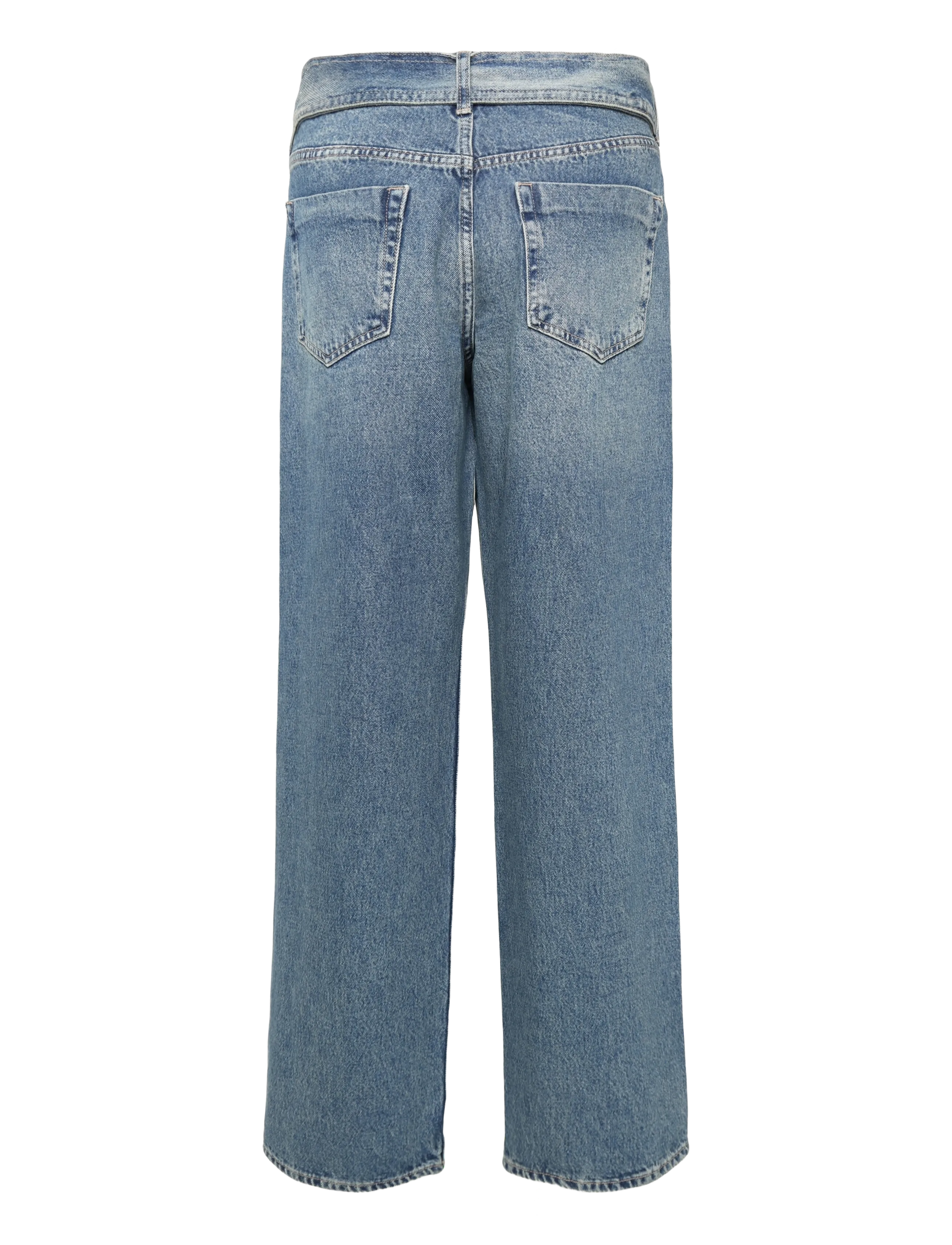 Topshop - TSEMBER LR BELTED JEANS MB DNM - hosen mit weitem bein - medium blue denim - 1