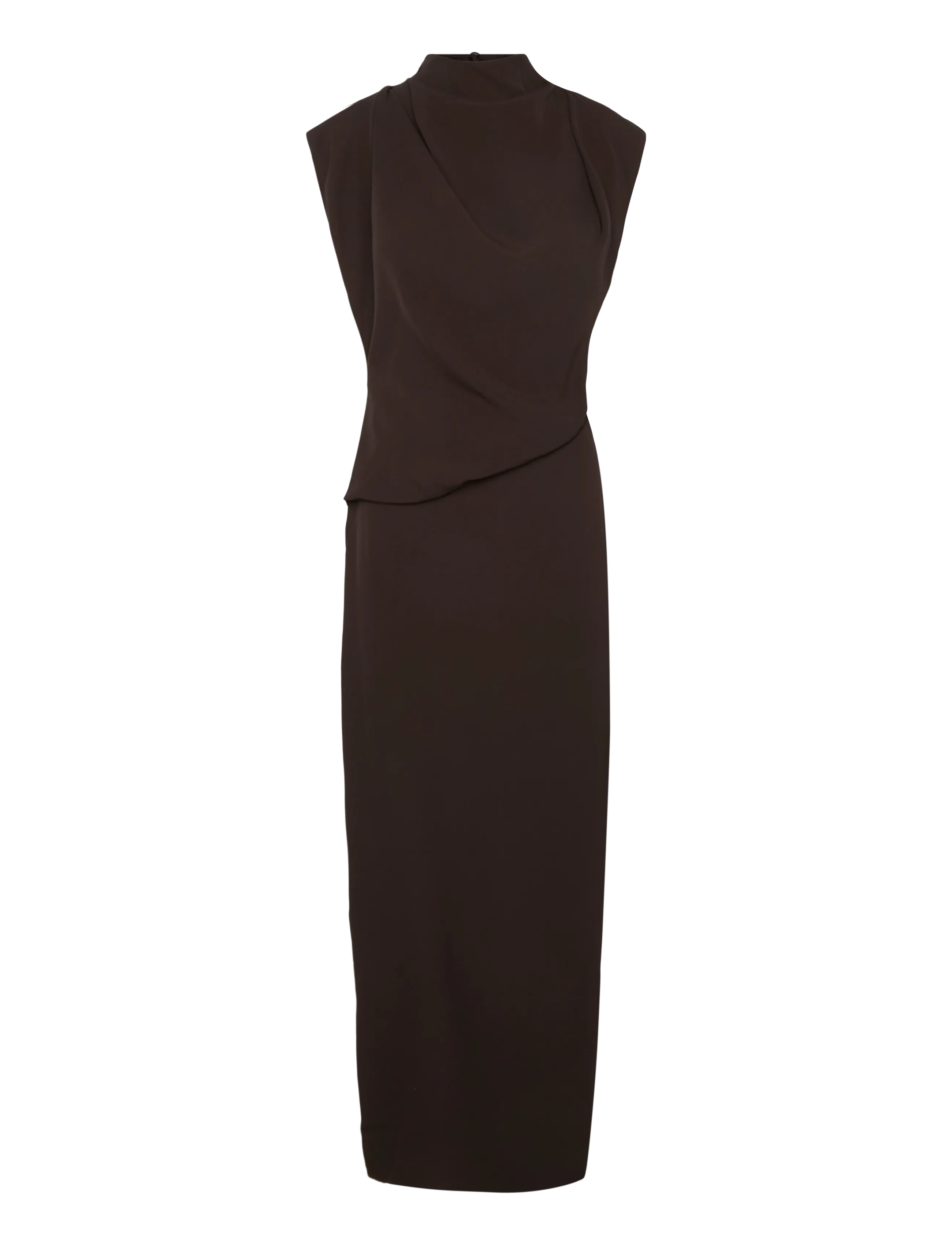 Topshop - TSABBY DRAPEY HIGH NECK DRESS WVN - evening dresses - chocolate brown - 1