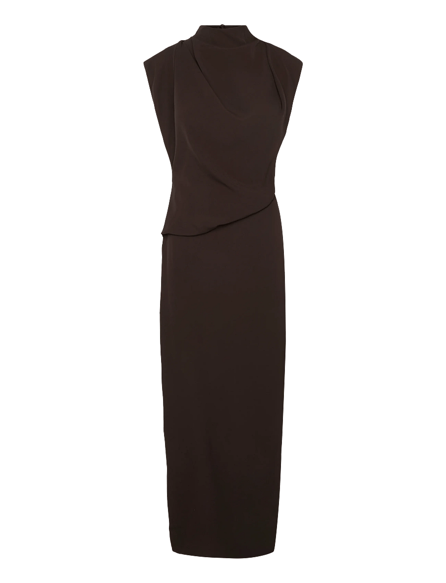 Topshop - TSABBY DRAPEY HIGH NECK DRESS WVN - abendkleider - chocolate brown - 1