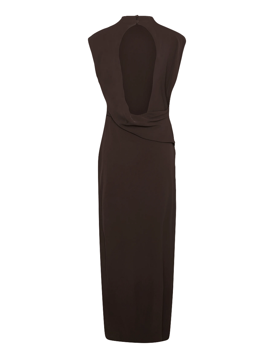 Topshop - TSABBY DRAPEY HIGH NECK DRESS WVN - abendkleider - chocolate brown - 2