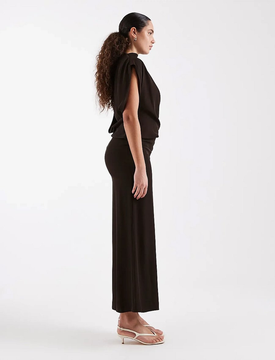 Topshop - TSABBY DRAPEY HIGH NECK DRESS WVN - abendkleider - chocolate brown - 4