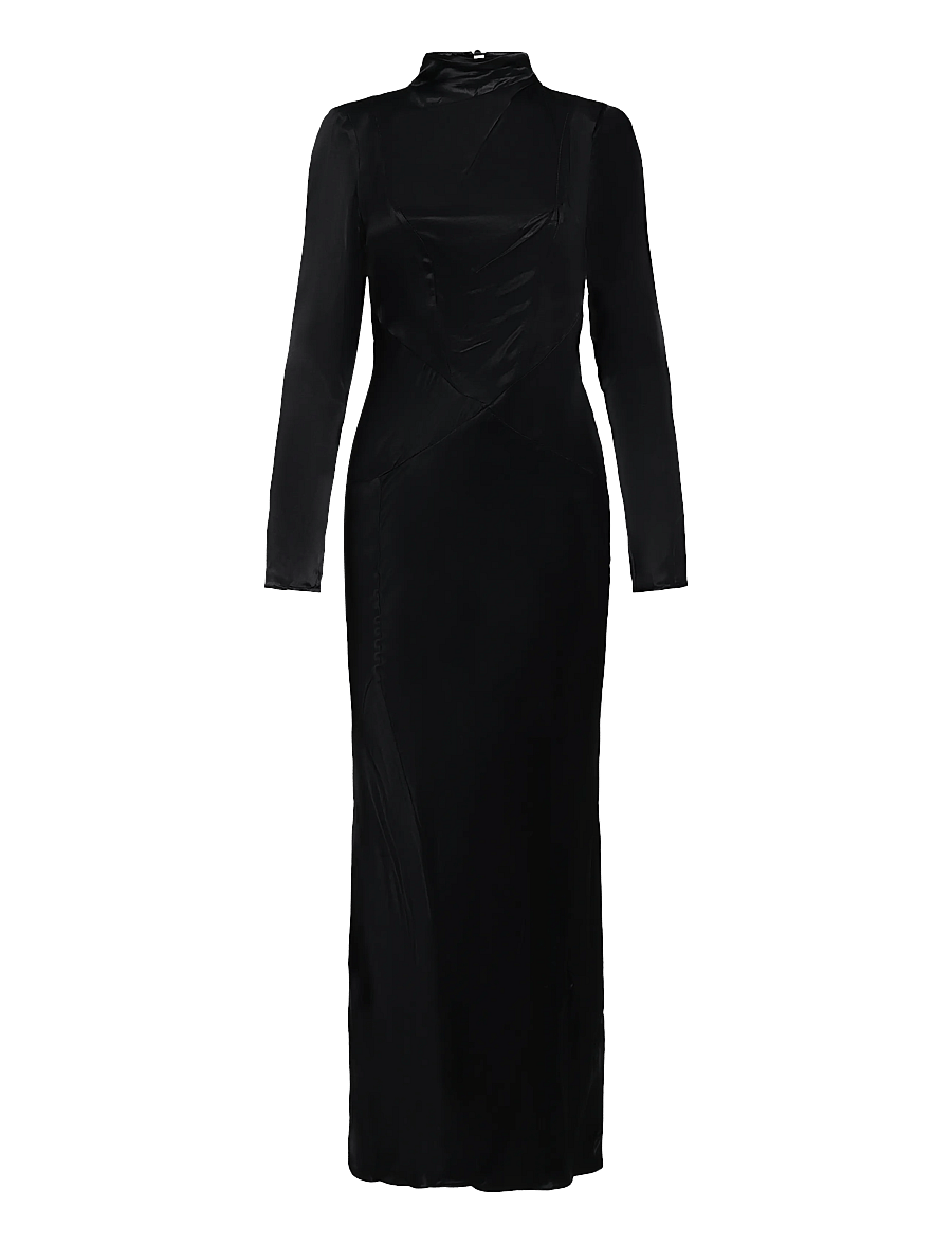 Topshop - TSAIA SATIN GROWN ON NECK MAXI DRESS WVN - jet black - 1