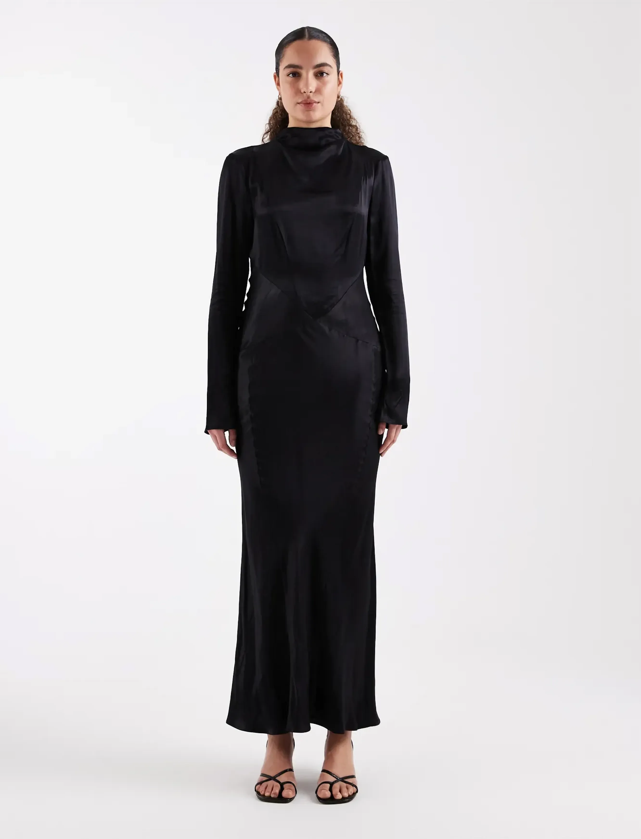 Topshop TSAIA SATIN GROWN ON NECK MAXI DRESS WVN - Jung - JET BLACK / black