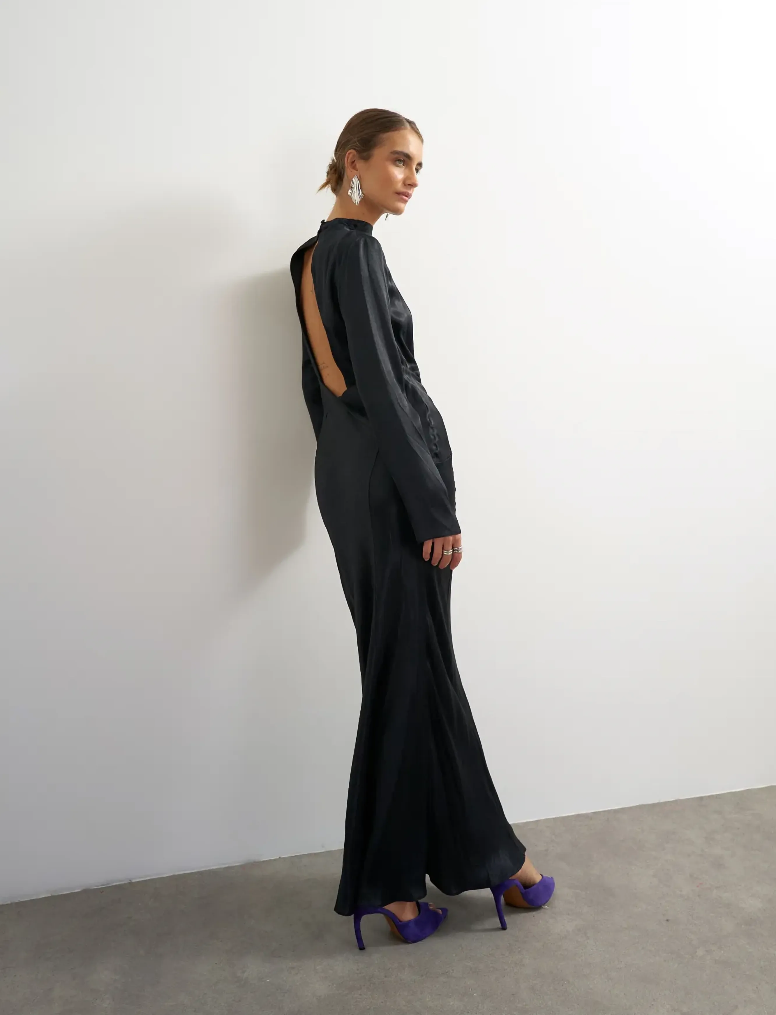 Topshop - TSAIA SATIN GROWN ON NECK MAXI DRESS WVN - abendkleider - jet black - 3