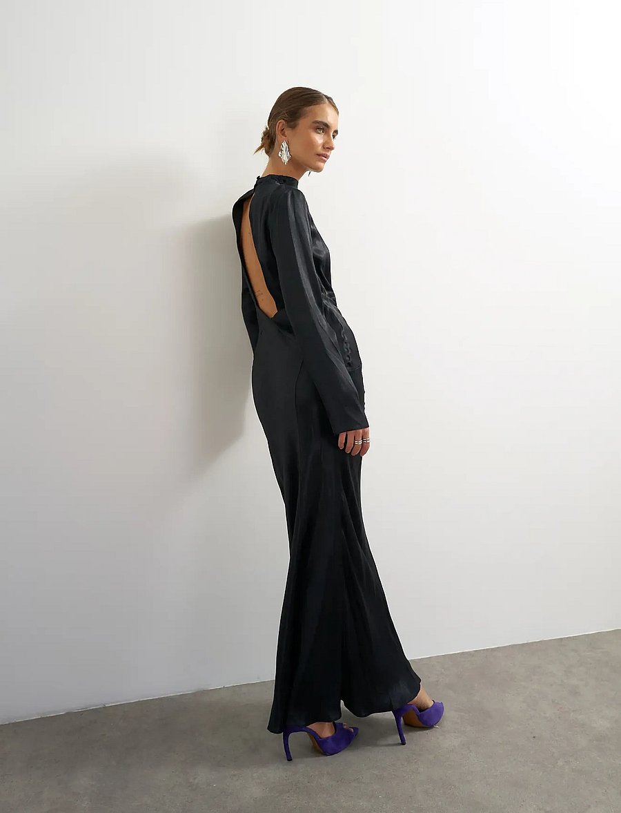 Topshop - TSAIA SATIN GROWN ON NECK MAXI DRESS WVN - abendkleider - jet black - 3